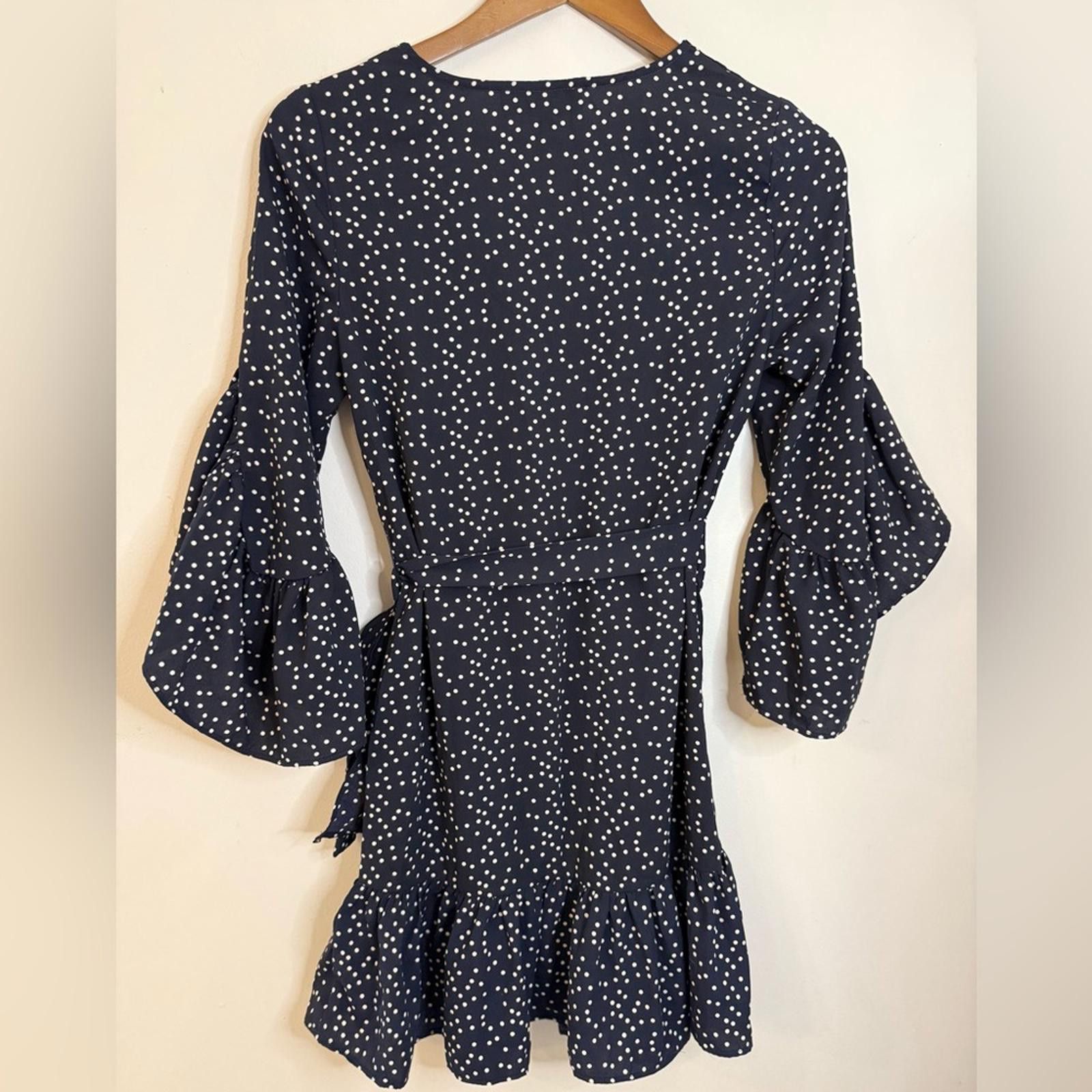 Lulus Lulus black white polka dot ruffle bell sleeve dress SZ XS Size XS / US 0-2 / IT 36-38 - 3 Thumbnail