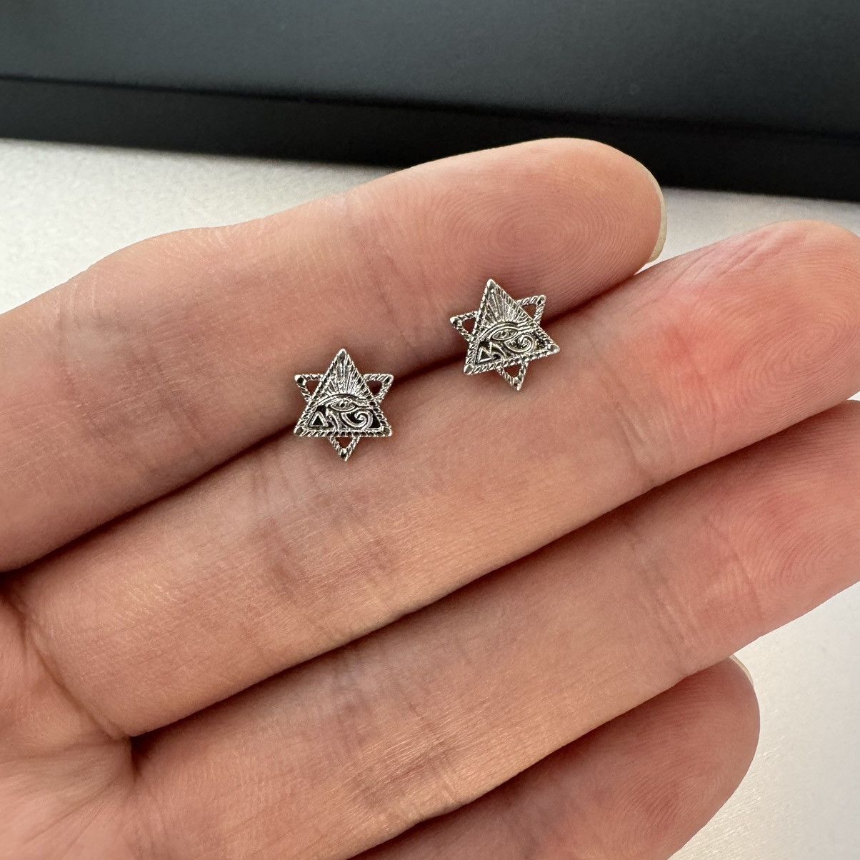 Other 9mm Eye of God Stud Earrings for Men Women Size ONE SIZE - 4 Thumbnail