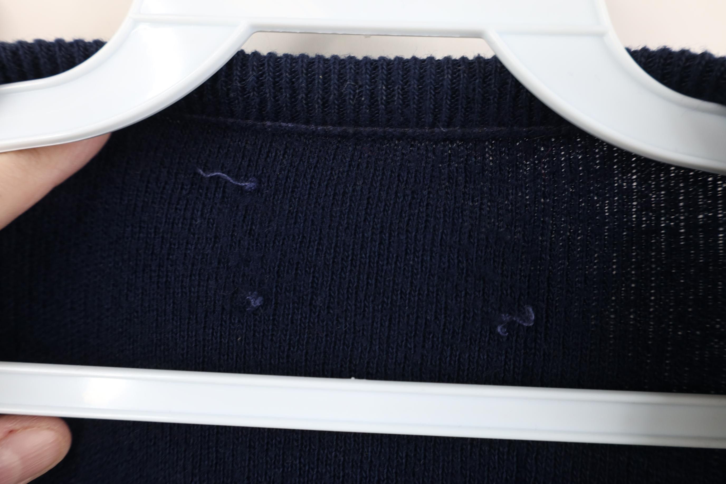 Vintage Vintage 70s Streetwear Blank Knit V-Neck Sweater Navy Blue Size US XL / EU 56 / 4 - 6 Thumbnail