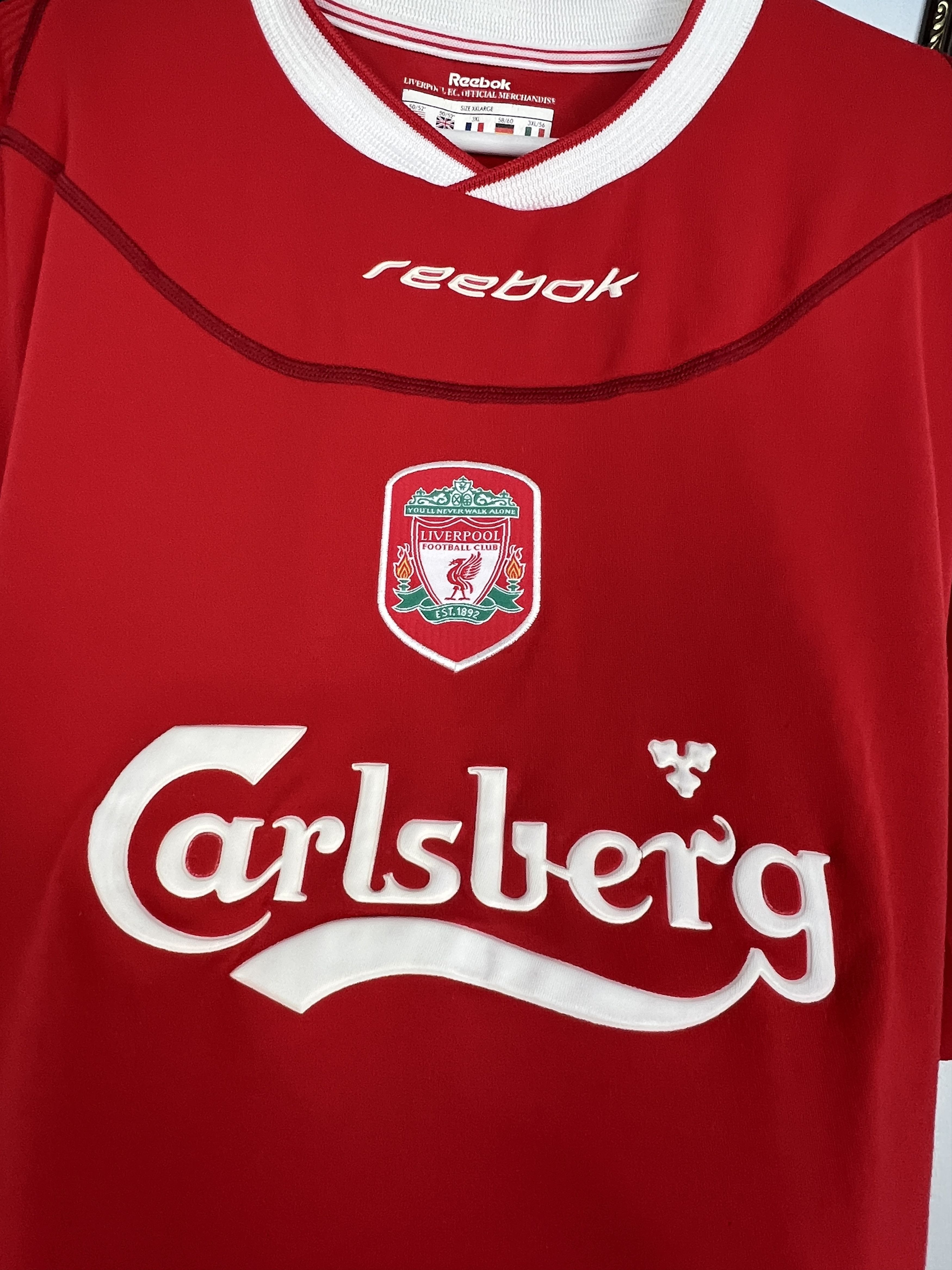 Reebok Liverpool Home football shirt 2002 Soccer Reebok Jersey Mens Size US XXL / EU 58 / 5 - 3 Thumbnail