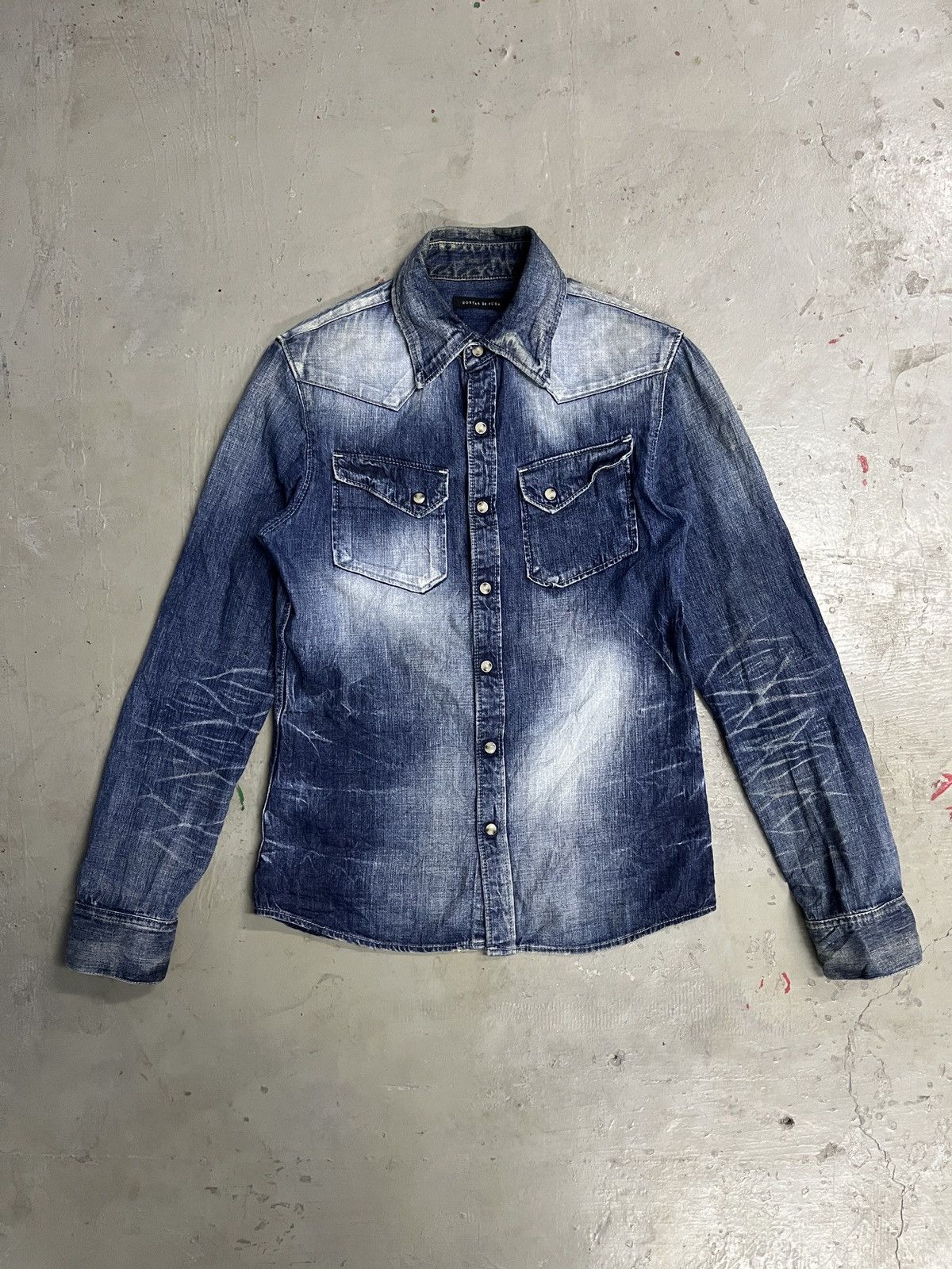 GOSTAR DE FUGA Gostar De Fuga Indigo Chambray Denim Western Shirt Size US S / EU 44-46 / 1 - 1 Thumbnail