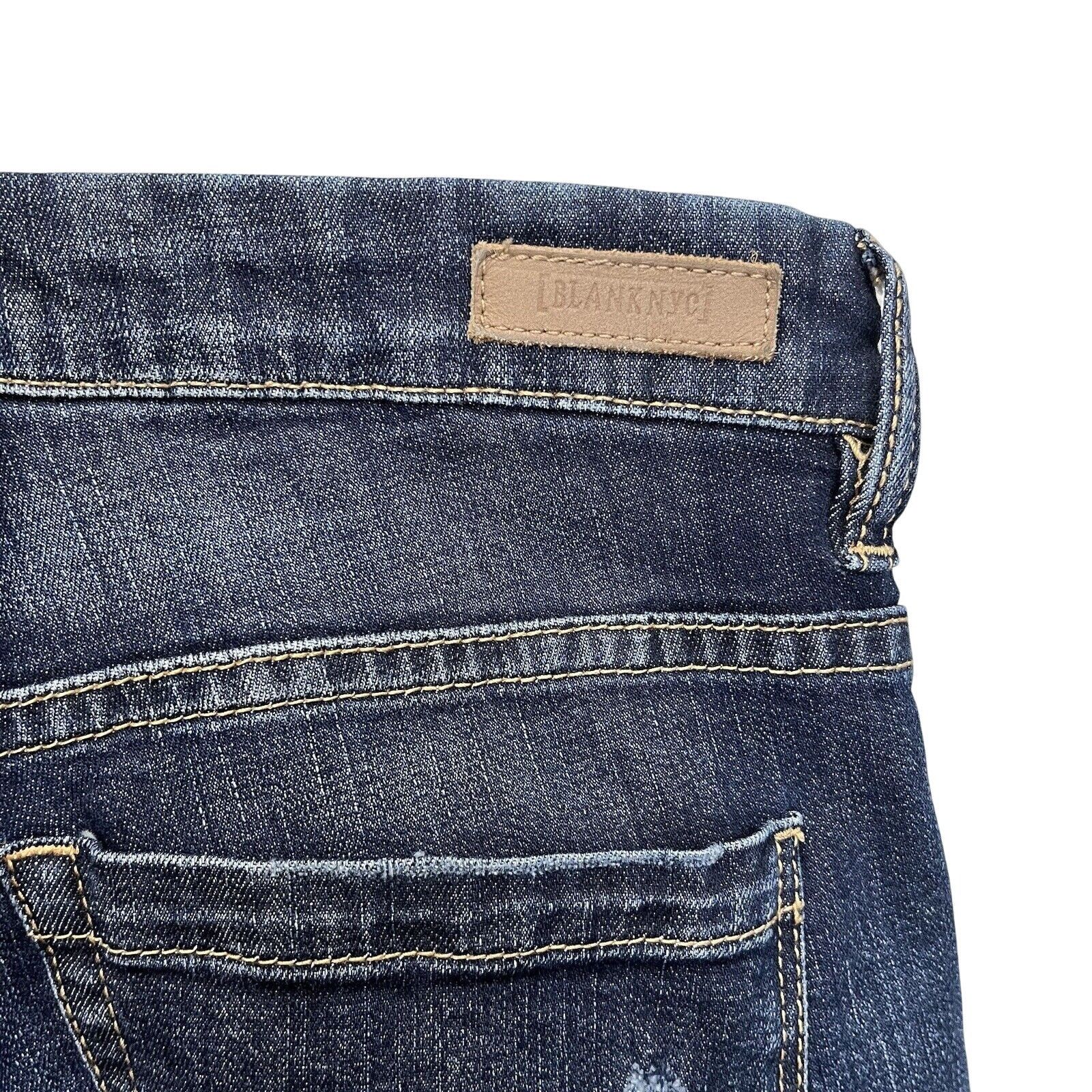 BLANKNYC Blanknyc | Dark Wash Skinny Patchwork Jeans Distressed Sz 27 Size 27" / US 4 / IT 40 - 7 Thumbnail
