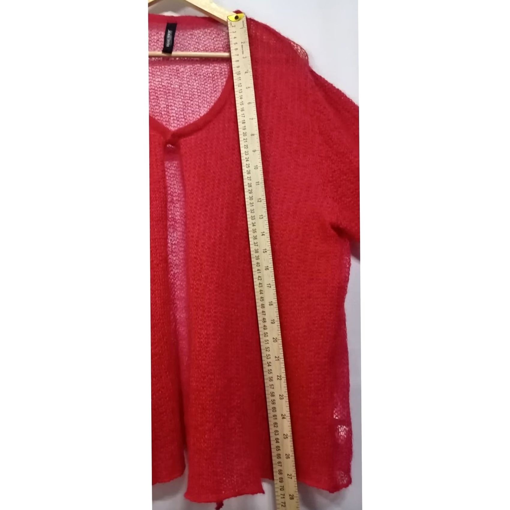 Vintage Hauber Cardigan Red Solid Mohair Blend Knit Size 16 Womens Size XXL / US 16-18 / IT 52-54 - 5 Thumbnail