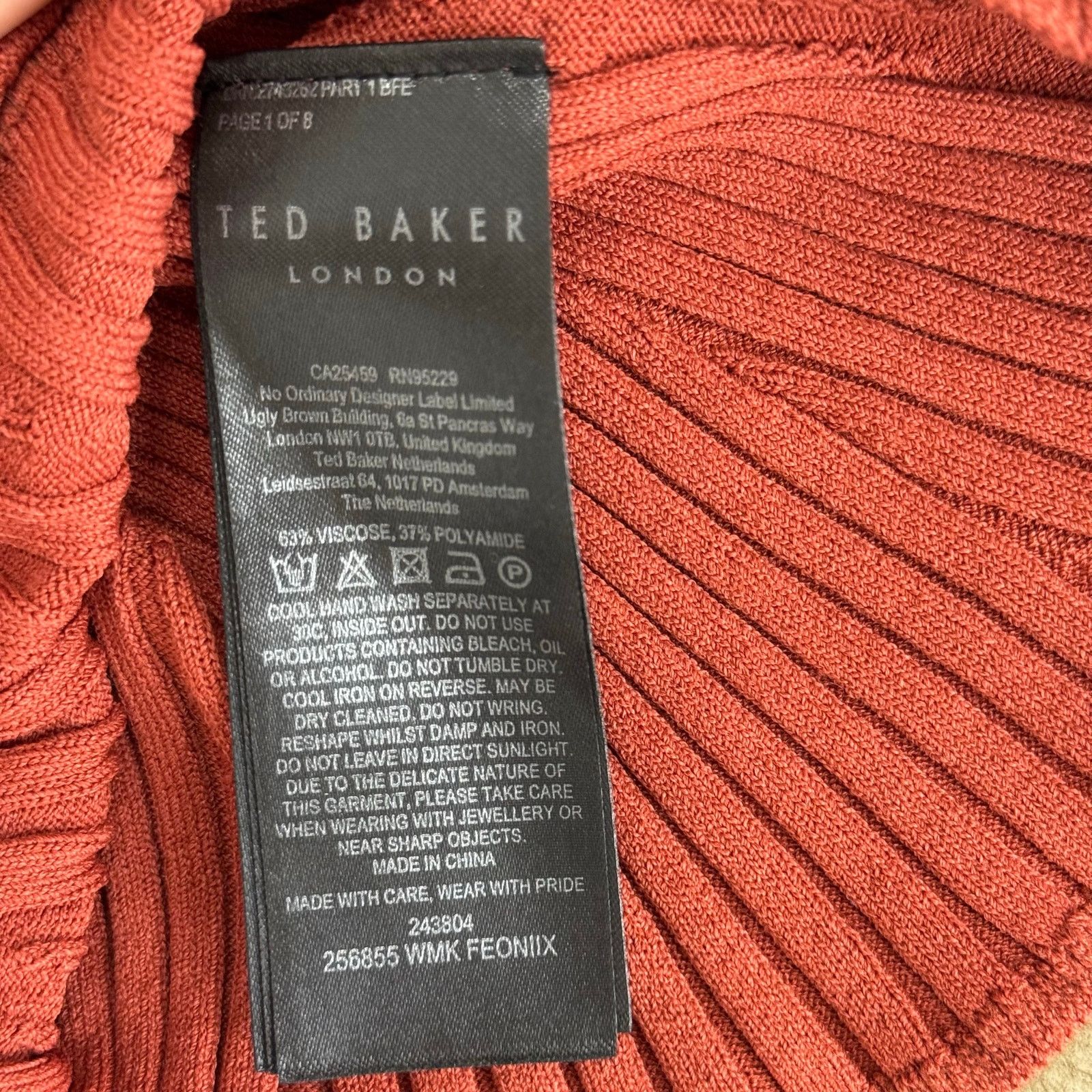 Ted Baker Ted Baker London Feoniix Knitted Halterneck Top Dark Red Rib Size S / US 4 / IT 40 - 5 Thumbnail