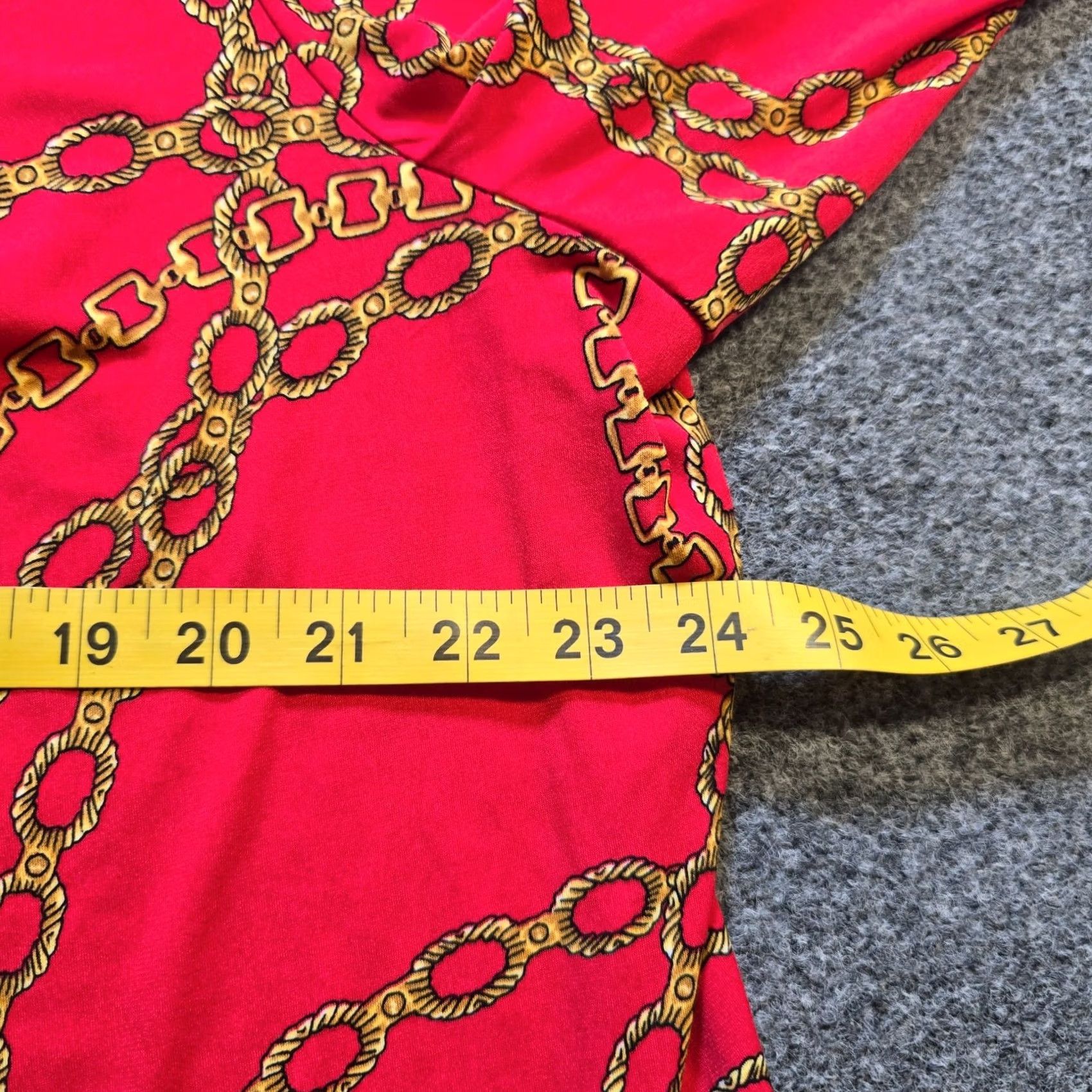 Vintage Susan Graver Top Womens 2X Red Yellow Chains Cowl Neck Blouse Geometric Knit 3/4 Sleeve Stretchy Plus Size Adult Womens Size XXL / US 16-18 / IT 52-54 - 5 Thumbnail