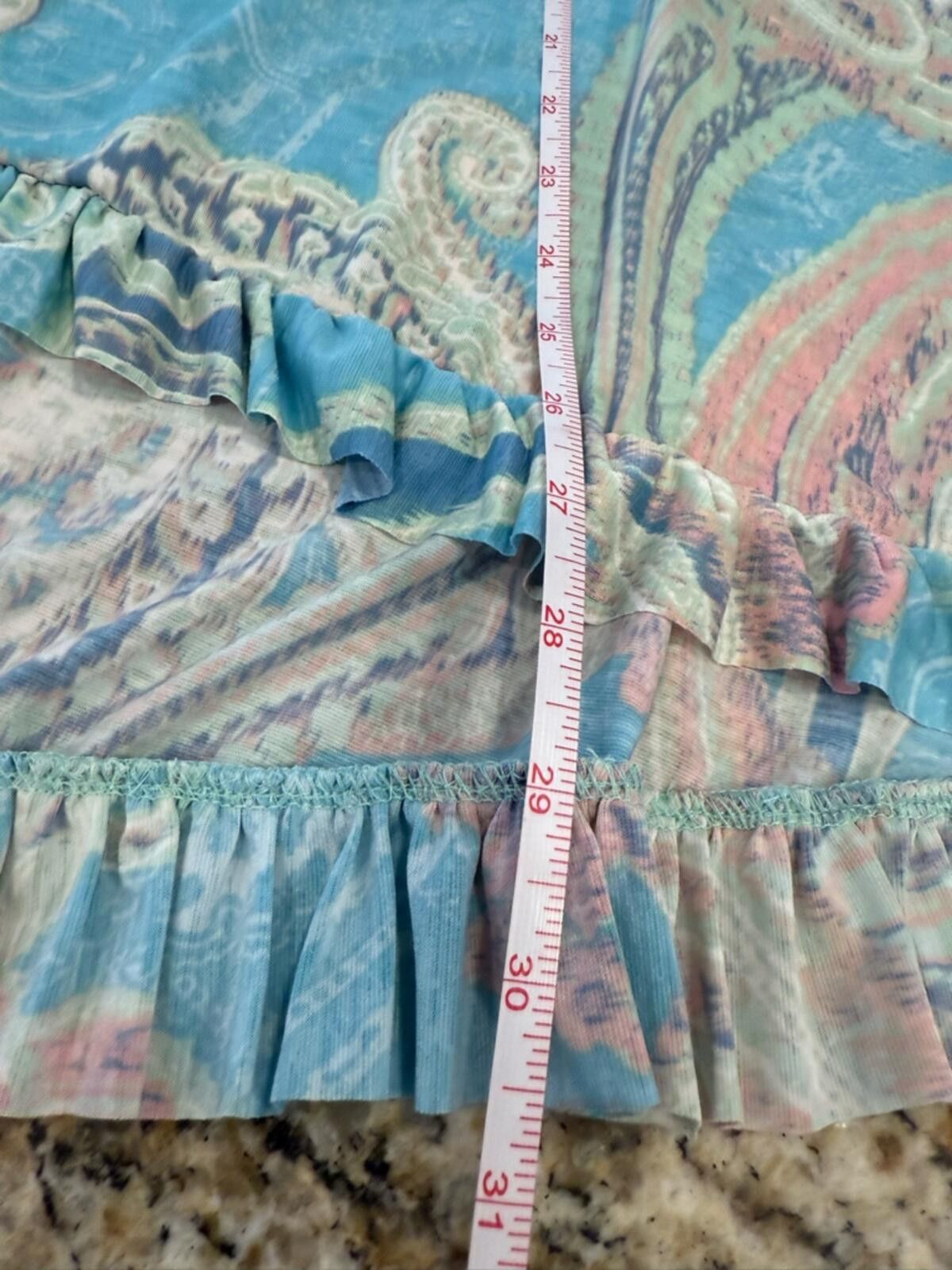 Other Paisley ruffled pastel tunic top teal blue pink green SZ SM Size S / US 4 / IT 40 - 6 Thumbnail