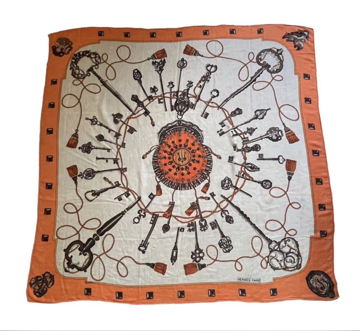 Hermes Hermes Les Cles Blanket Cashmere Scarft Size ONE SIZE - 2 Thumbnail