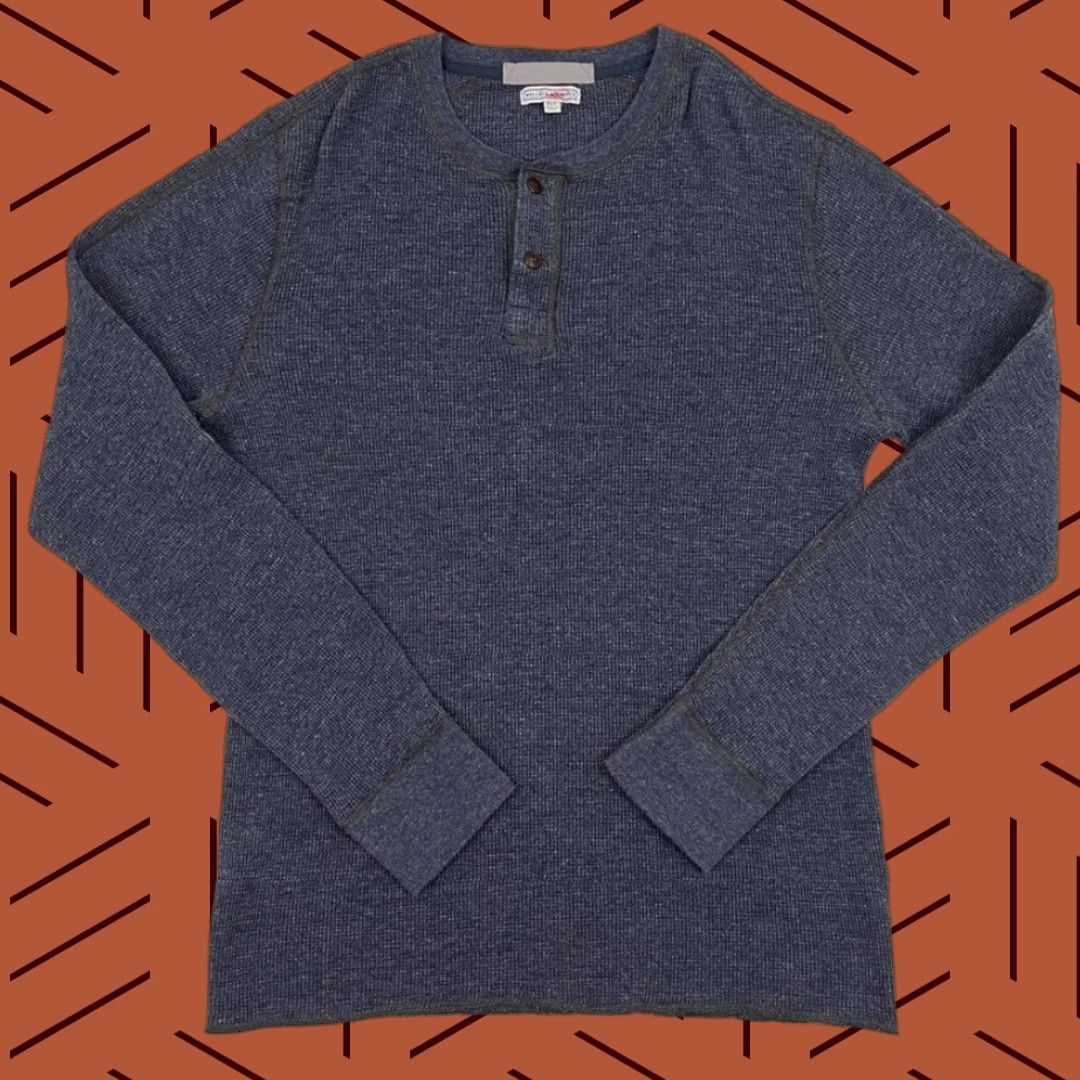 Wallace & Barnes Wallace & Barnes Shirt Mens XLT / LT Blue Waffle Knit Henley Thermal Long Sleeve Size US XL / EU 56 / 4 - 1 Thumbnail