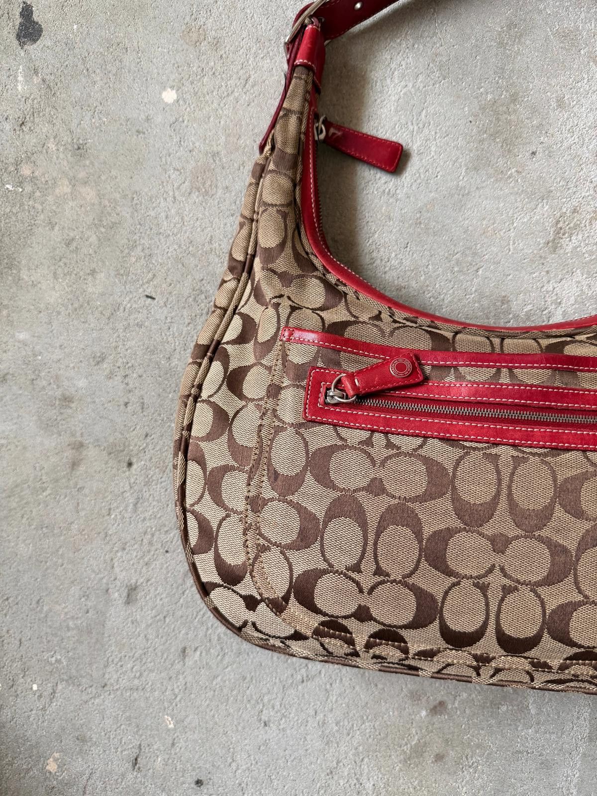 Coach Coach Signature Hamilton Hobo Shoulder Bag Beige/Red Size ONE SIZE - 2 Thumbnail
