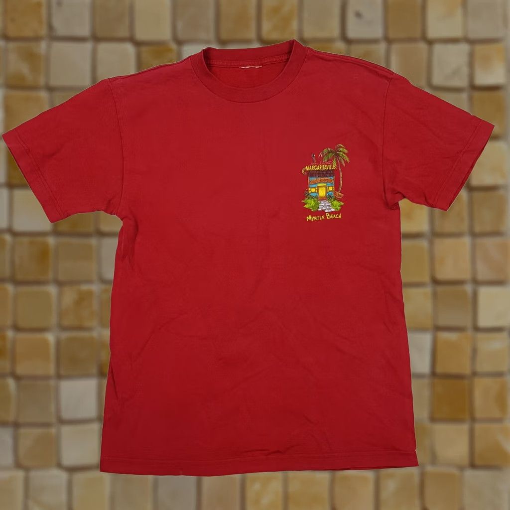 Vintage Vintage Margaritaville T-Shirt S Red Short Sleeve Crew Neck 90s Y2K Parrot Myrtle Beach Graphic Print Mens Shirt Size US S / EU 44-46 / 1 - 1 Thumbnail