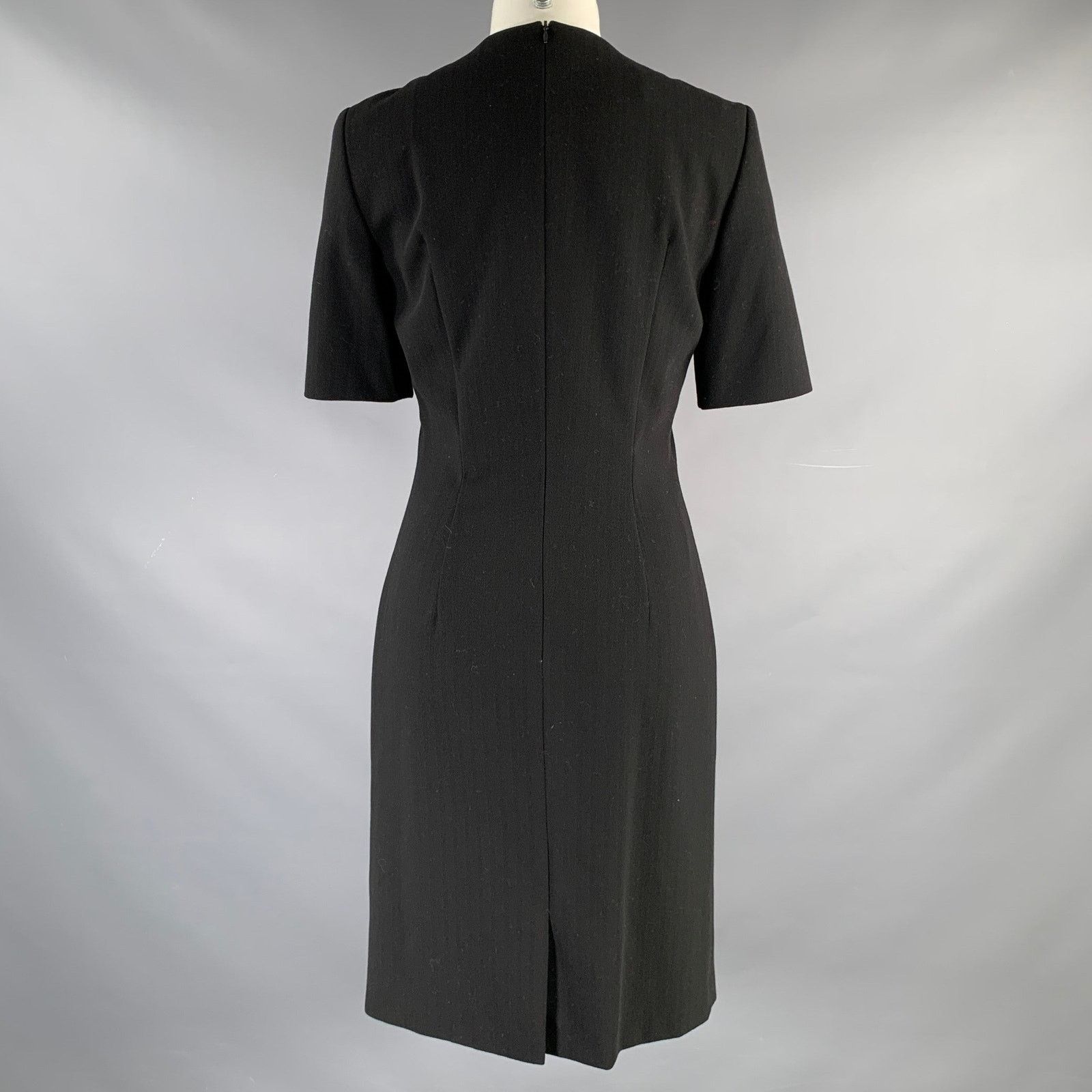 Escada 2 Black Virgin Wool Short Sleeve Knee Length Cocktail Dress Size XS / US 0-2 / IT 36-38 - 3 Thumbnail