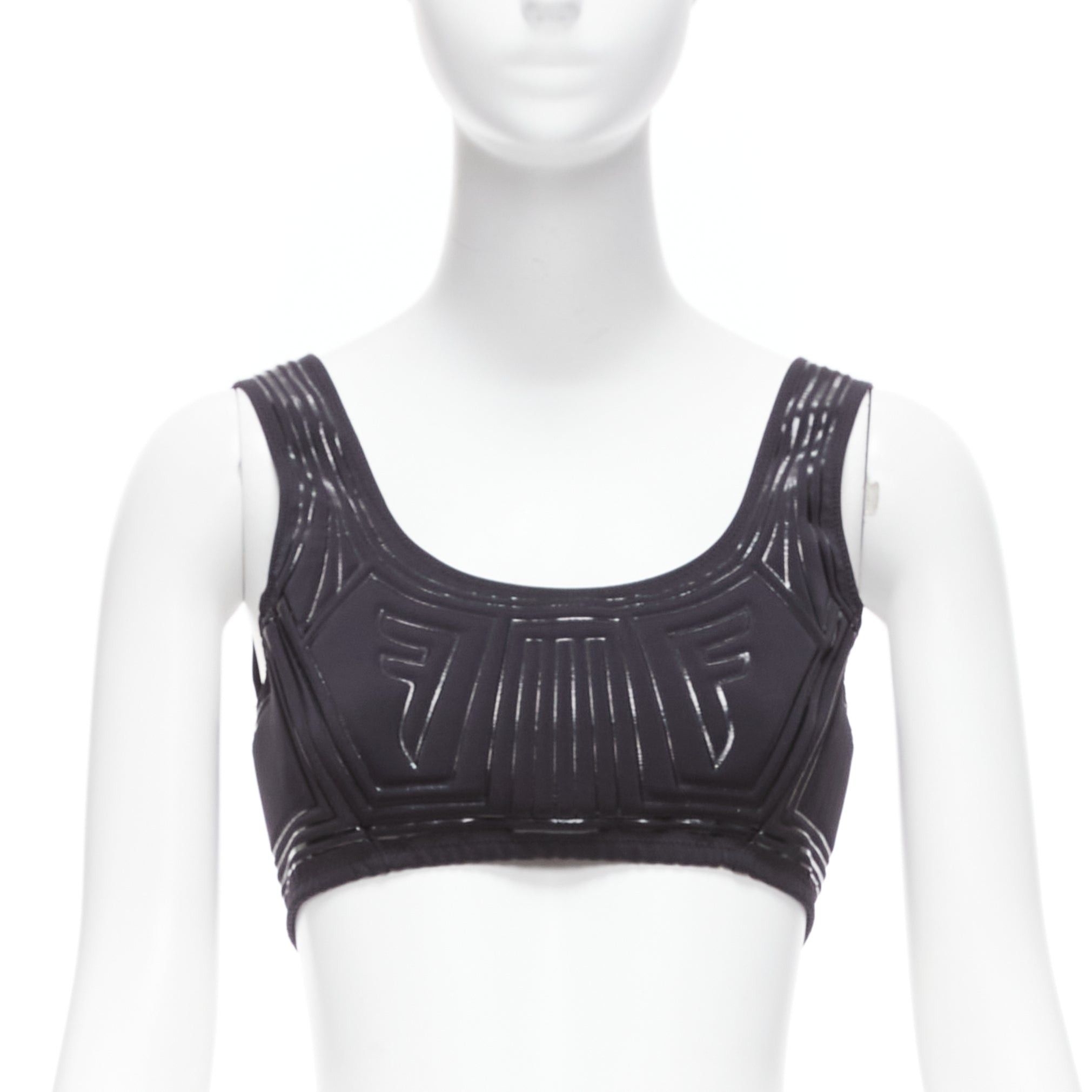 Fendi FENDI 2019 FFreedom black neoprene rubber FF logo scoop cropped bra top IT40 S Size S / US 4 / IT 40 - 1 Thumbnail