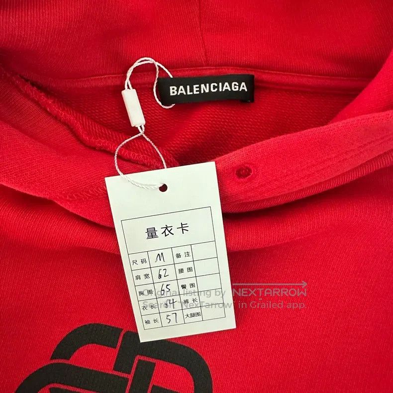 Balenciaga Balenciaga Red double lock logo print hooded sweatshirt Size US M / EU 48-50 / 2 - 4 Thumbnail