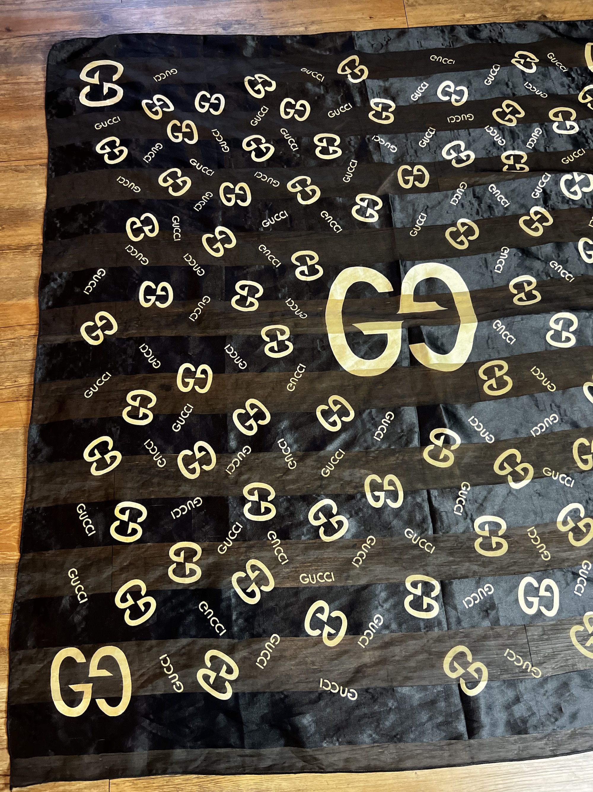 Gucci Vintage GUCCI GG Sheer Black Monogram Scarf Size ONE SIZE - 3 Thumbnail