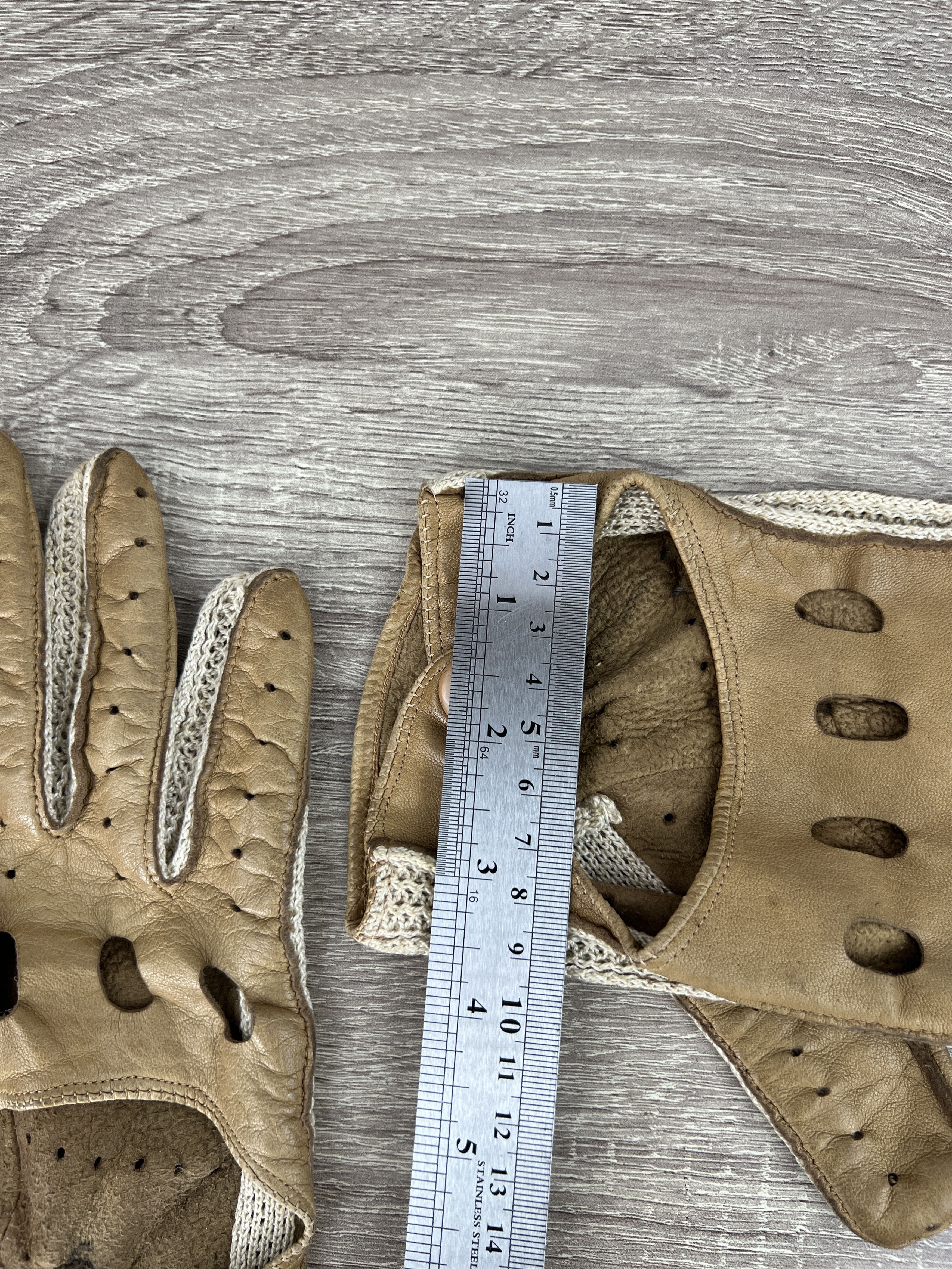 Vintage Vintage 70-80s Brown Leather Racing Gloves Knitted Leon Dore Size ONE SIZE - 15 Thumbnail