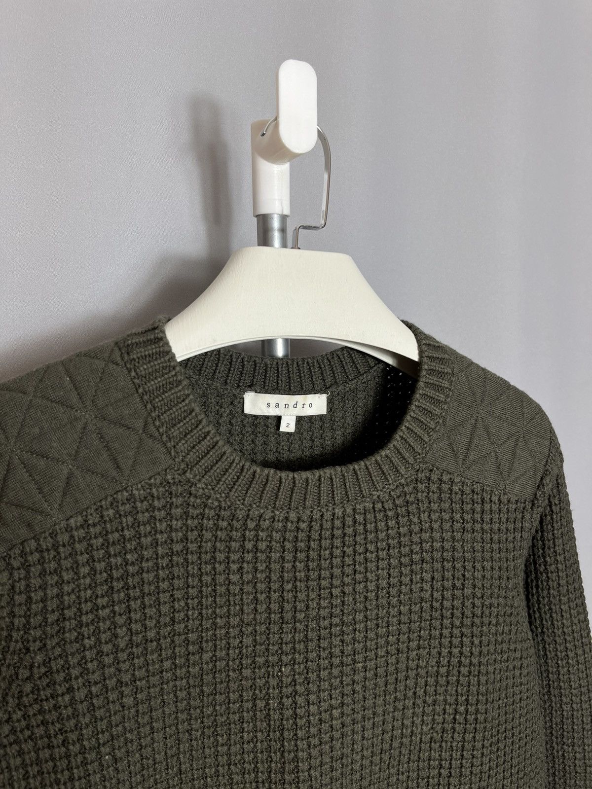 Sandro Sandro Paris Sweater Knit Merino Wool Womans pullover khaki Size M / US 6-8 / IT 42-44 - 3 Thumbnail