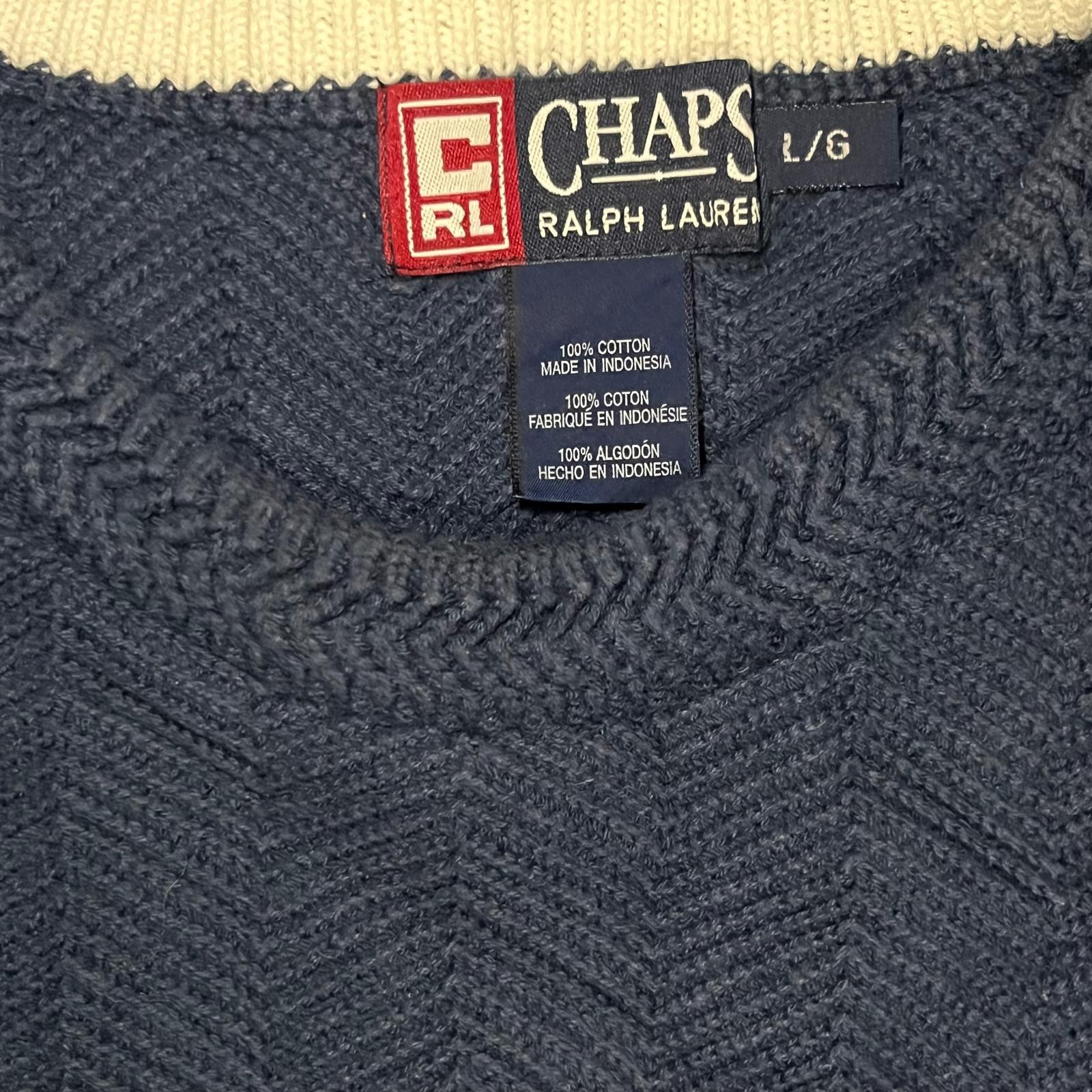 Chaps Ralph Lauren 🔵 Chaps Ralph Lauren 👕 Embroidered Crest Knit Sweater – L Size L / US 10 / IT 46 - 3 Thumbnail