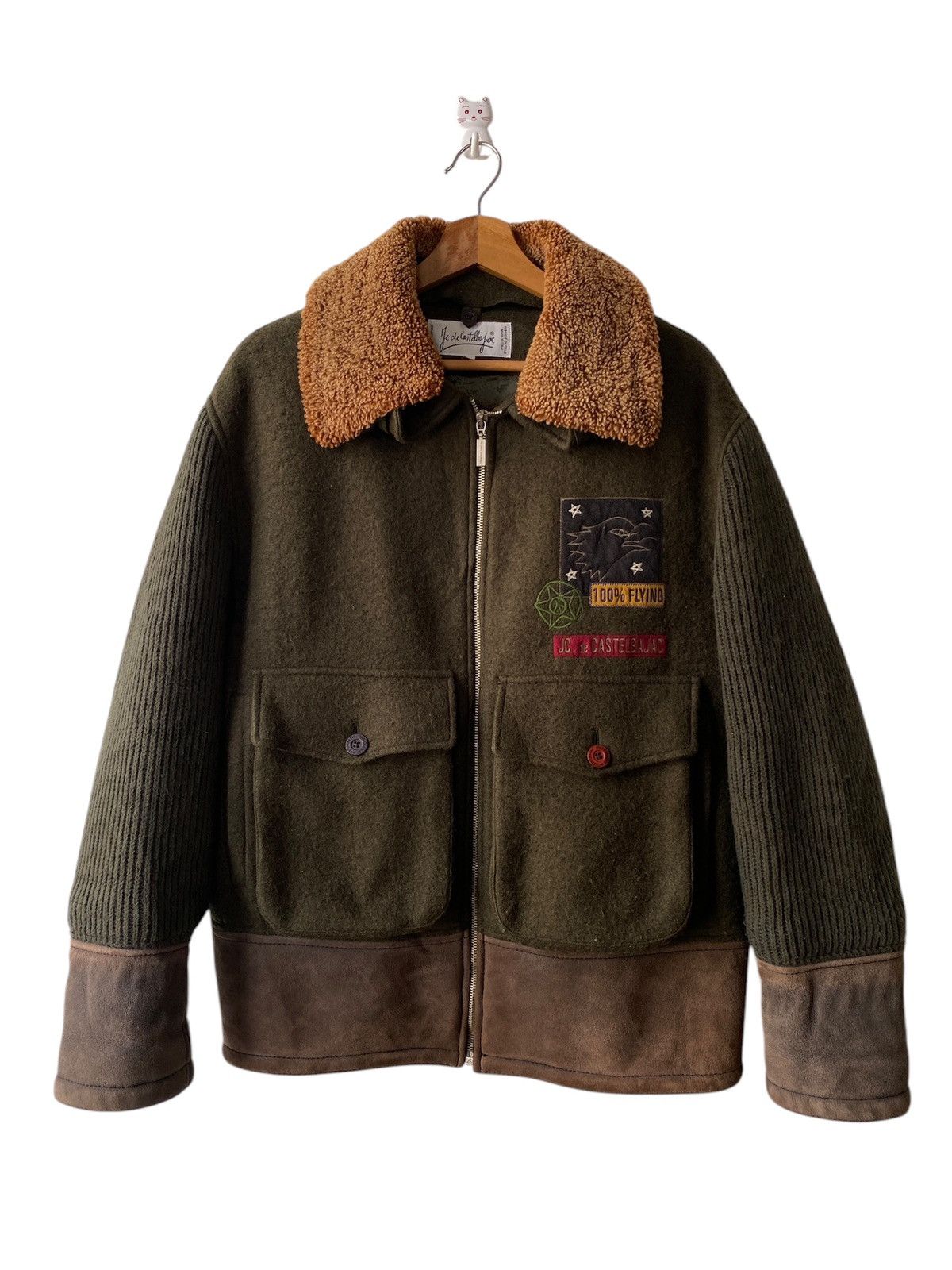 Jean Charles De Castelbajac × Vintage 1980s - Jean De Castelbajac Wool/Knit Flying Fur Jacket Size US L / EU 52-54 / 3 - 2 Thumbnail