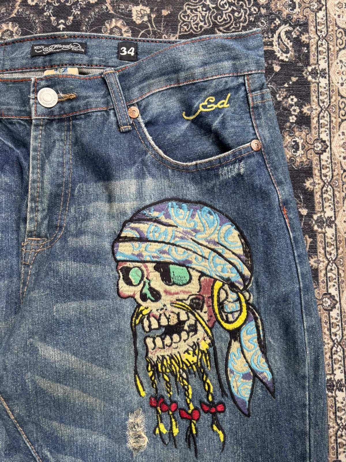 Ed Hardy Ed Hardy By Christian Audigier Embroidery Denim Pants Size US 34 / EU 50 - 5 Thumbnail