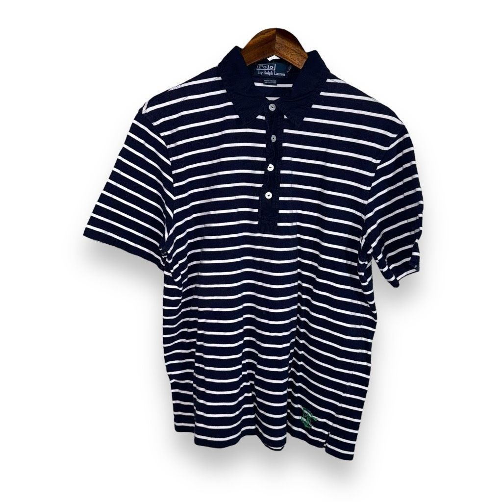 Polo Ralph Lauren Polo Ralph Lauren Navy Striped Terry Cloth Polo Shirt Size M Size US M / EU 48-50 / 2 - 1 Thumbnail