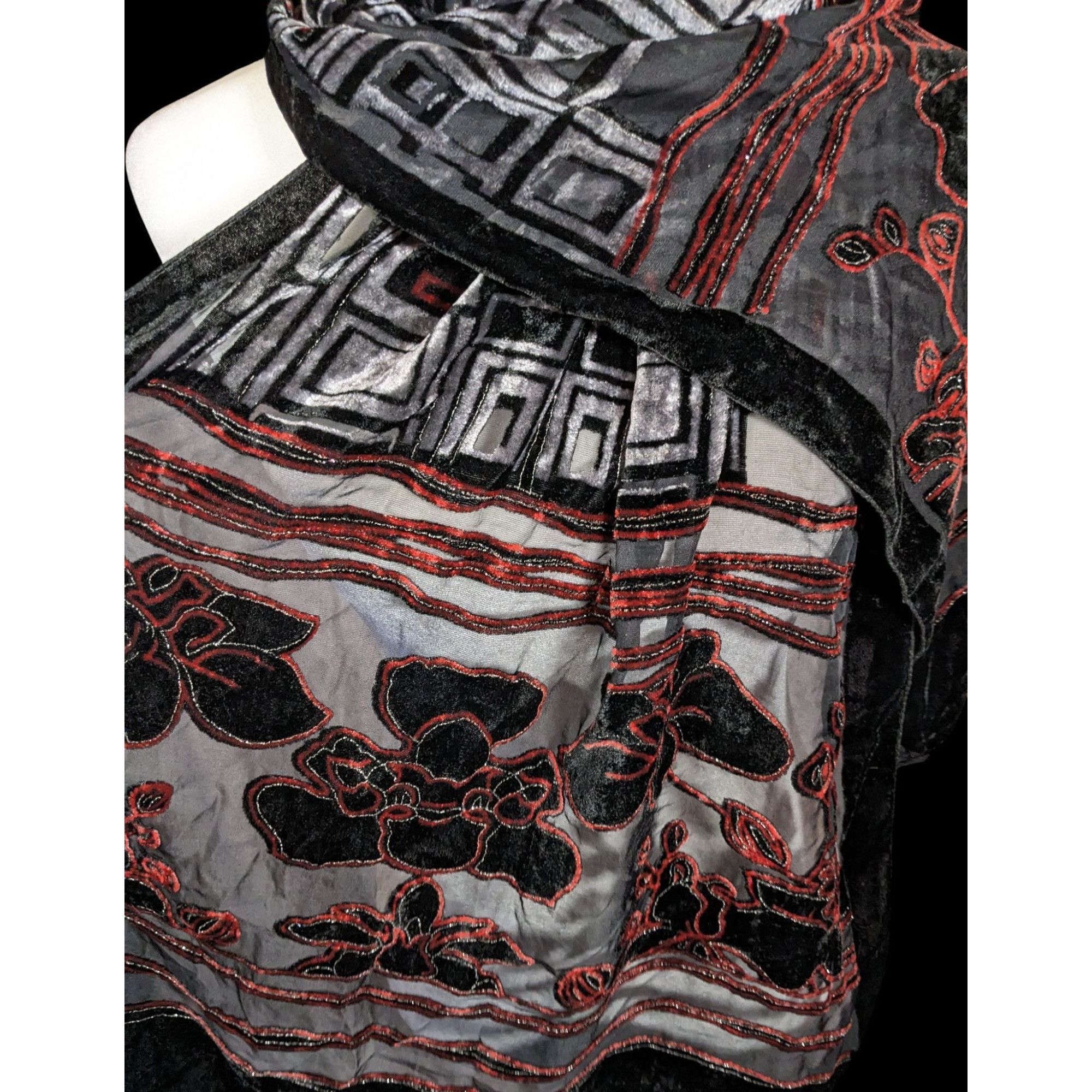 Other Vintage Floral And Geometric Black Red And Silver Tone Burno Size ONE SIZE - 3 Thumbnail