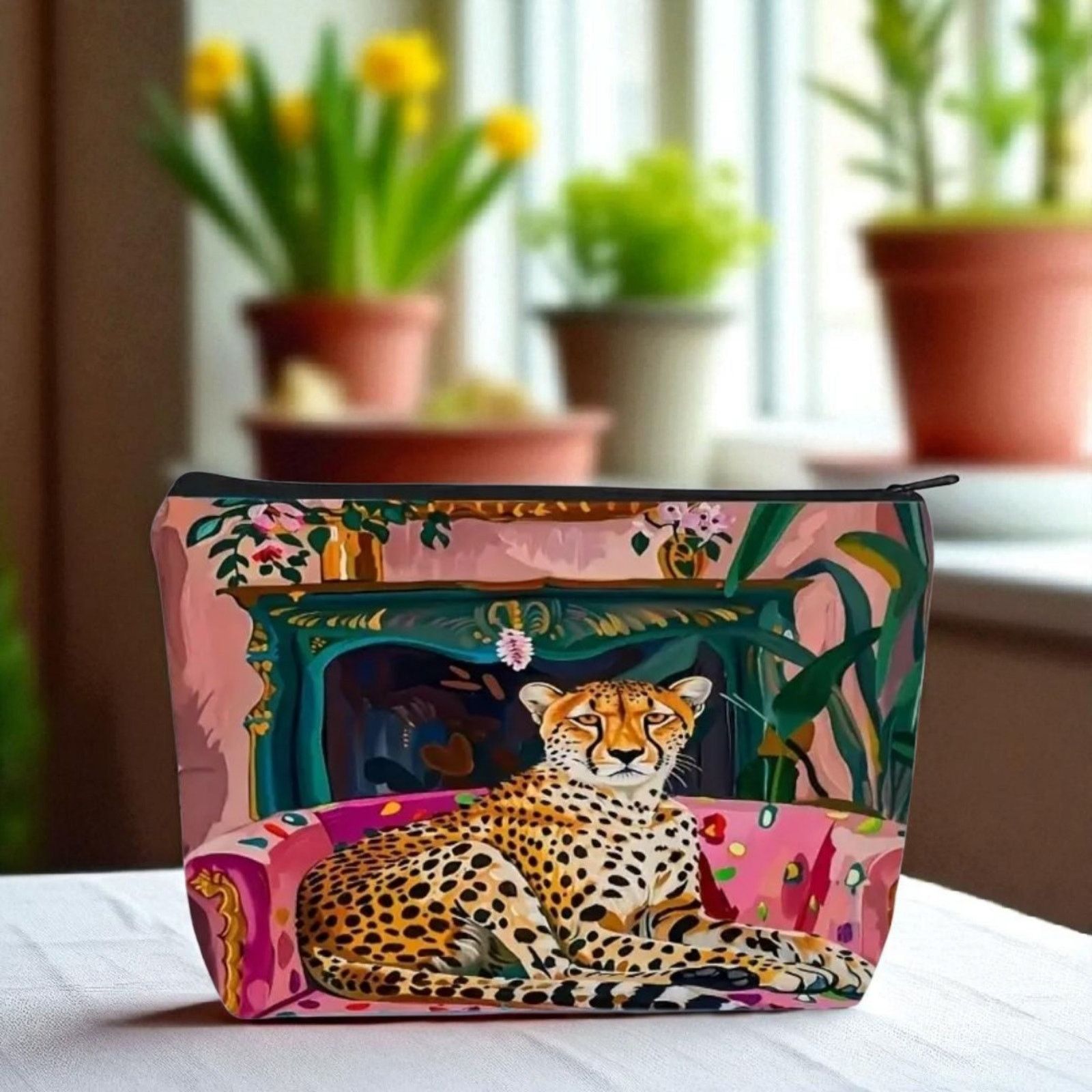 Other Bohemian Leopard Jungle Cosmetic Bag Artistic Makeup Pouch Size ONE SIZE - 5 Thumbnail