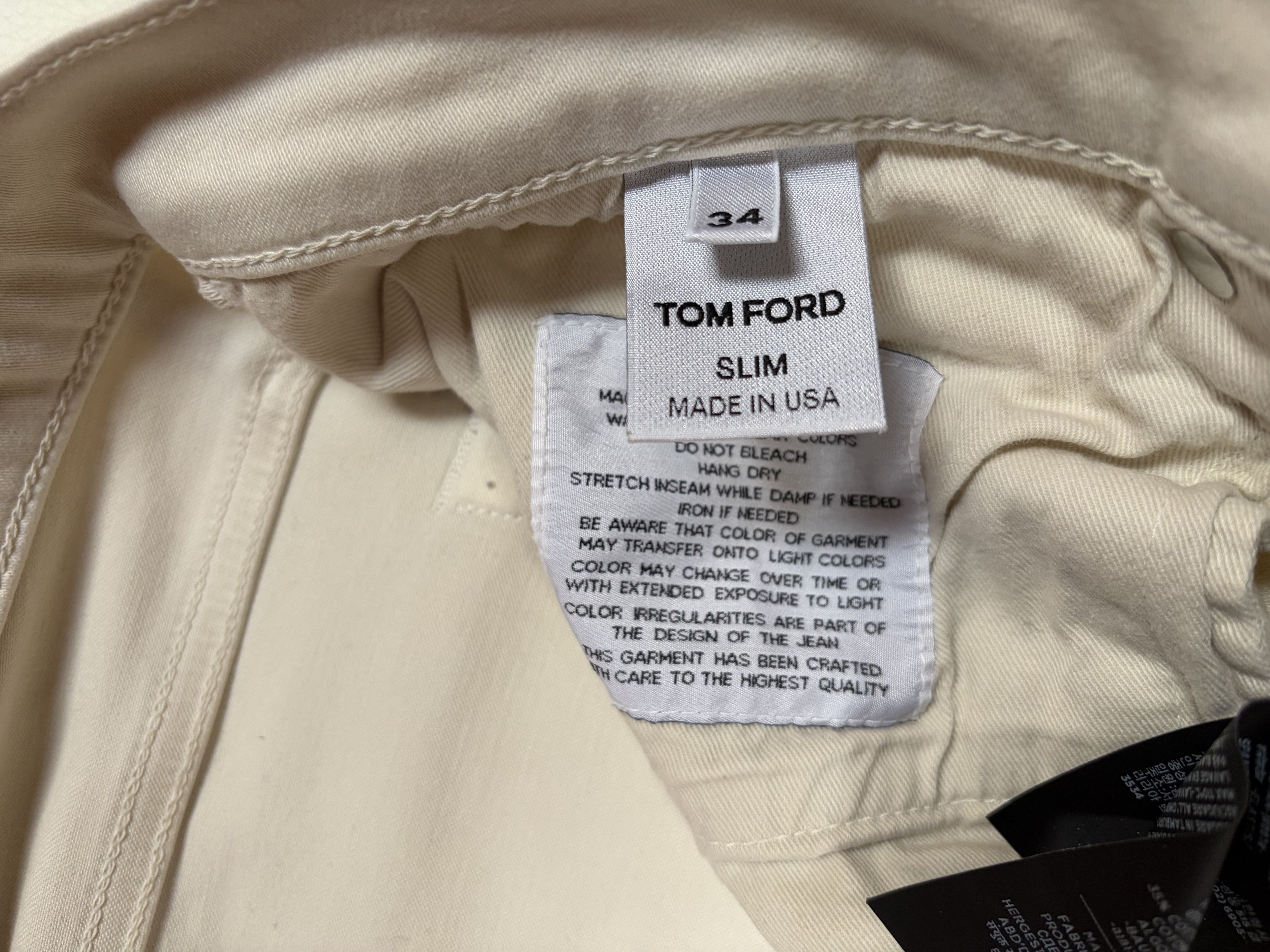 Tom Ford Beige Clean Compact Twill Slim Fit 5 Pocket Trouser Size US 34 / EU 50 - 10 Thumbnail