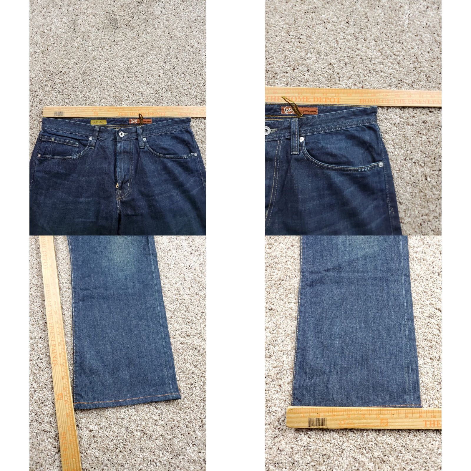 Vintage AG Adriano Goldschmied The Protégé Jeans 34x29 Meas. Mens Blue Straight Leg Size US 34 / EU 50 - 9 Thumbnail