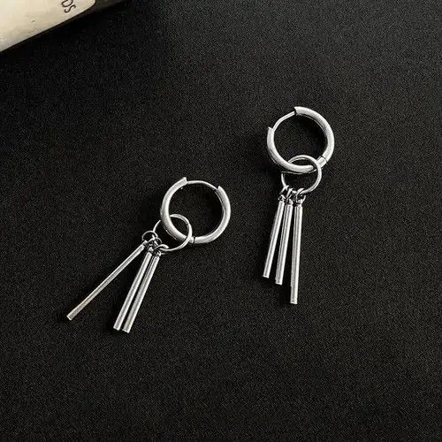 Designer 925 Silver Plated Dangle Drop Hoop Earrings for Men Women Size ONE SIZE - 7 Thumbnail