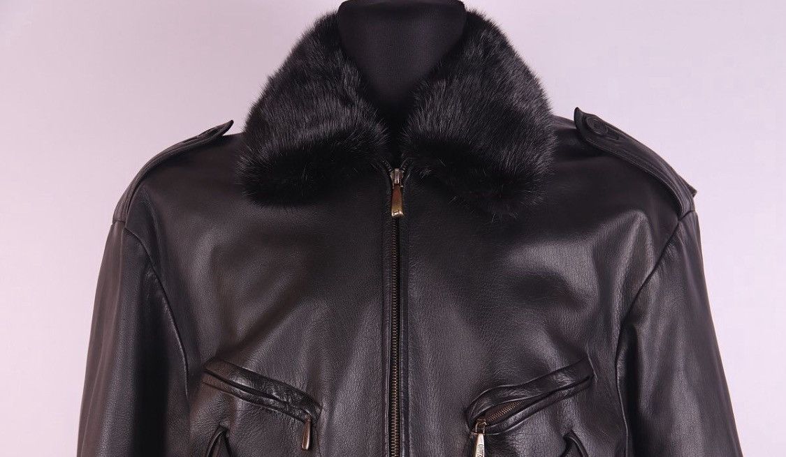 Hermes Hermes Leather Biker Mink Fur Collar Bomber Jacket Size US XL / EU 56 / 4 - 2 Thumbnail