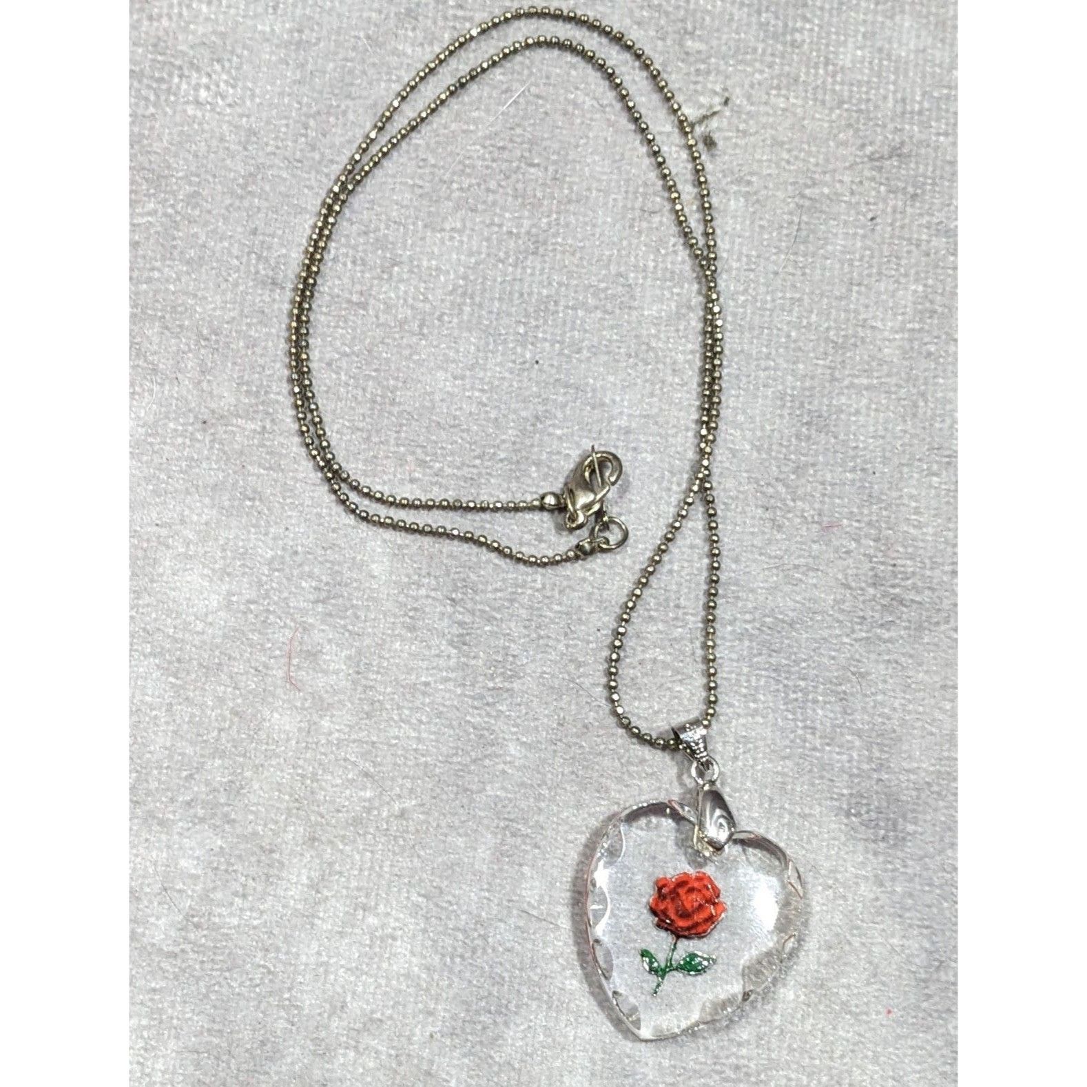 Other Vintage 70s Reverse Carved Hear Rose Pendant Necklace Size ONE SIZE - 7 Thumbnail