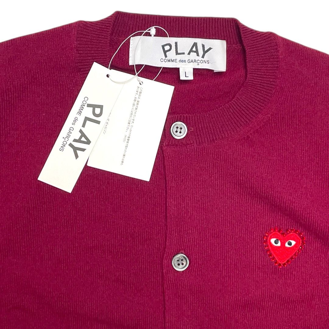 Comme des Garcons Comme des Garçons Play Red Heart Cardigan Burgundy Size M / US 6-8 / IT 42-44 - 3 Thumbnail
