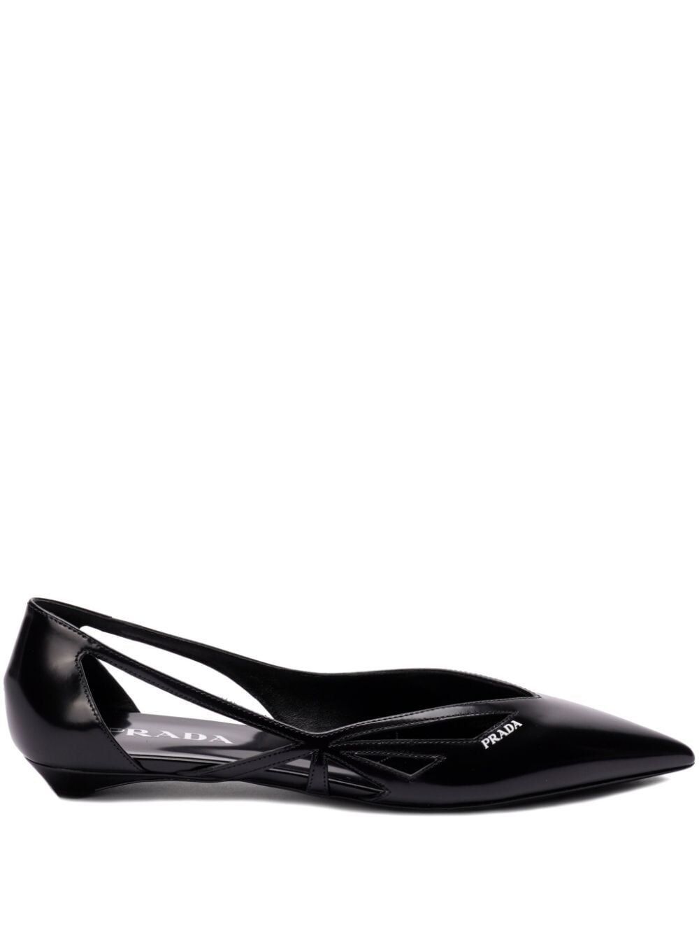 Prada BRUSHED LEATHER CUT-OUT BALLERINAS Size US 7 / IT 37 - 1 Thumbnail