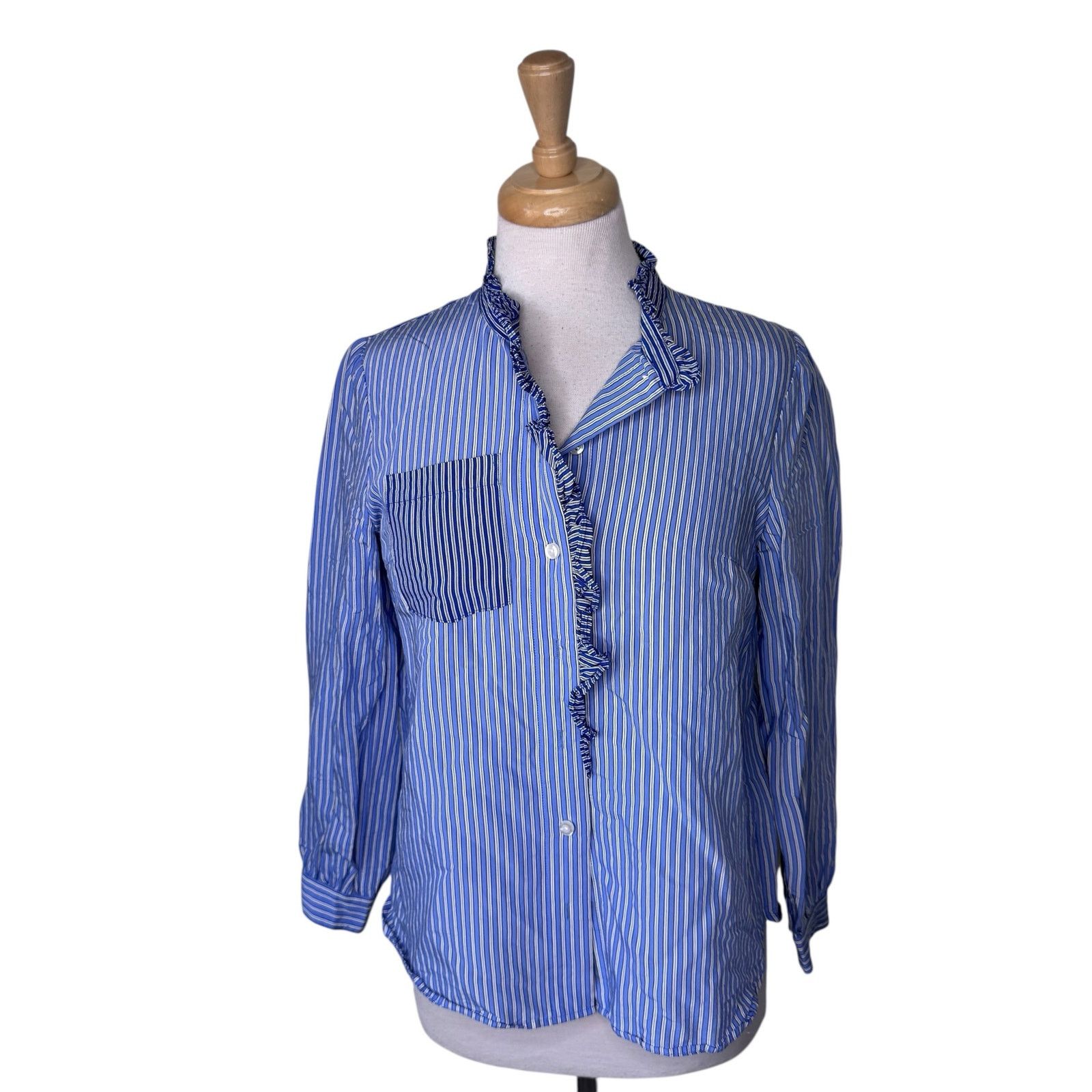 Baum und Pferdgarten BAUM UND PFERDGARTEN MACEO Button Up Shirt Blue Twin Stripe Size S / US 4 / IT 40 - 4 Thumbnail