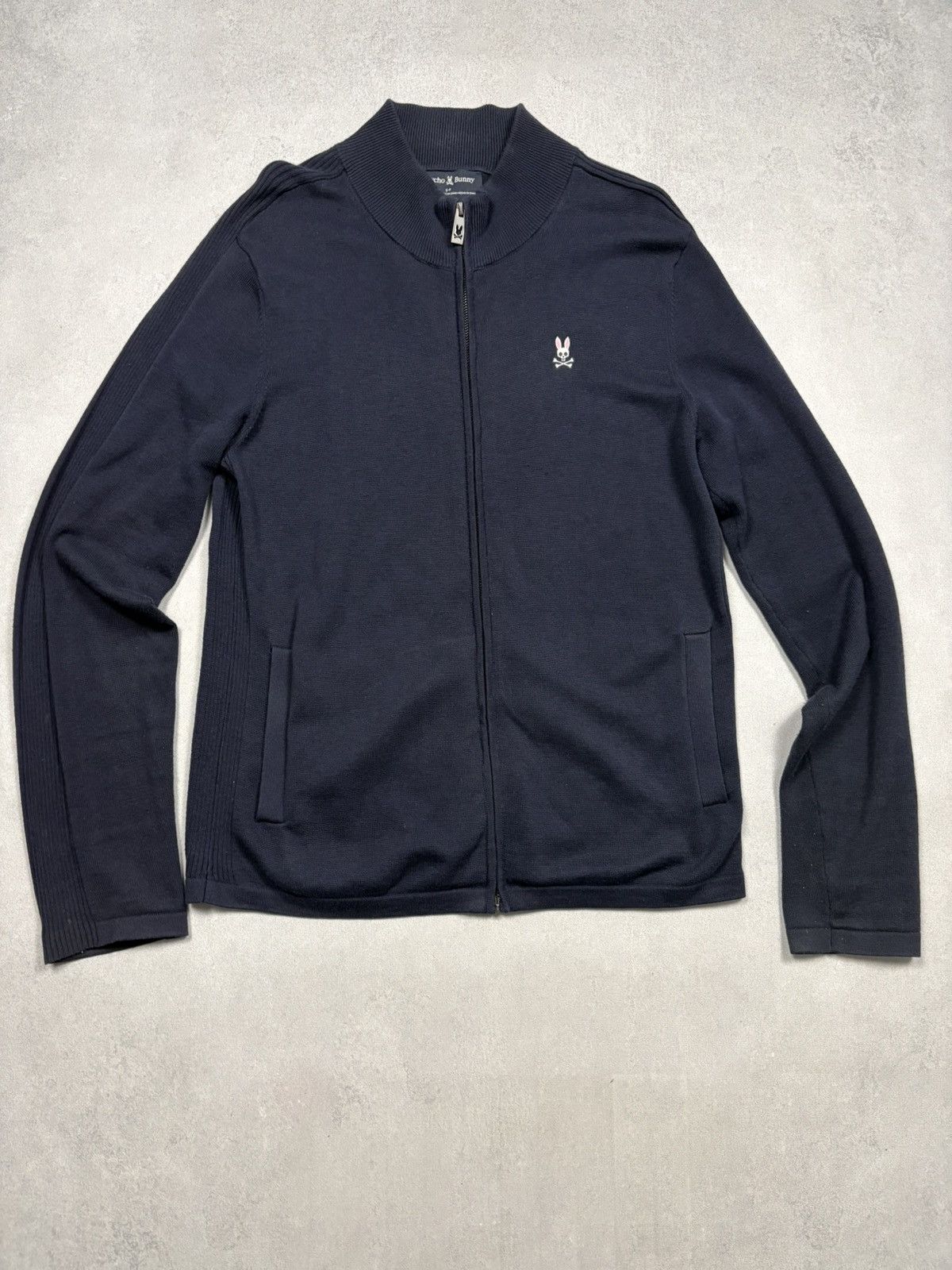 Psycho Bunny Psycho Bunny Navy Zip Up Merino Wool Cotton Knit Jacket M-L Size US L / EU 52-54 / 3 - 1 Thumbnail