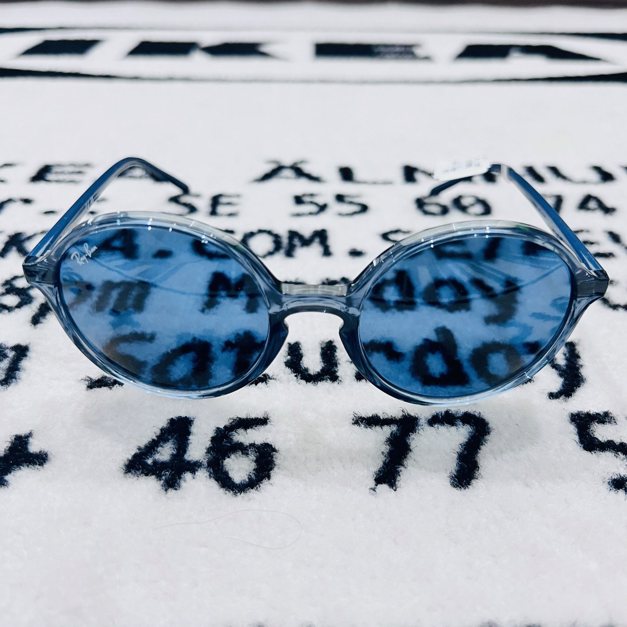 RayBan RayBan RB4304 Round Polished Transparent Blue Sunglasses Size ONE SIZE - 2 Thumbnail