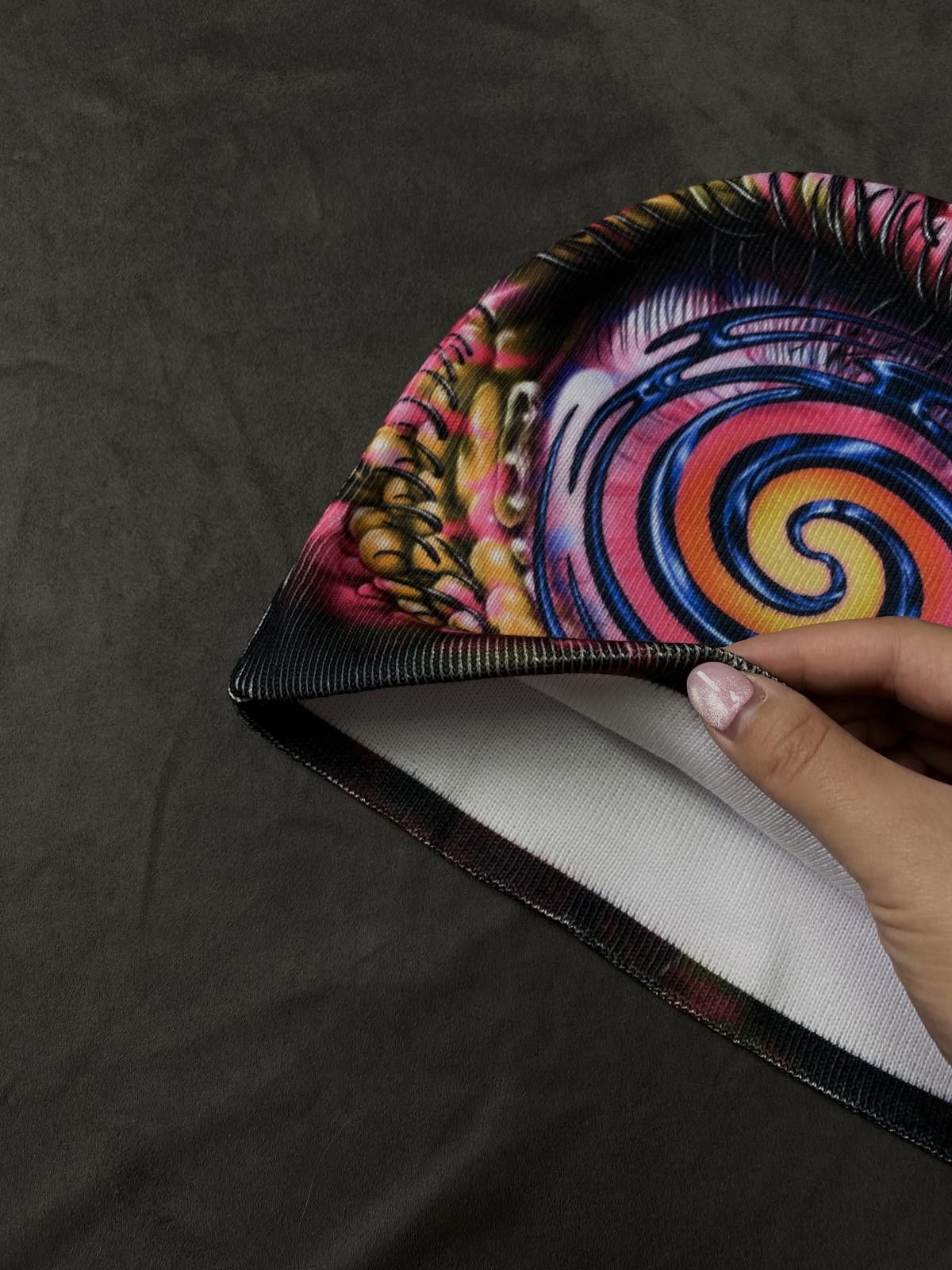 Japanese Brand Rare Psychedelic Swirl Eye No Cuff Knit Beanie Hat Multi OS Size ONE SIZE - 5 Thumbnail