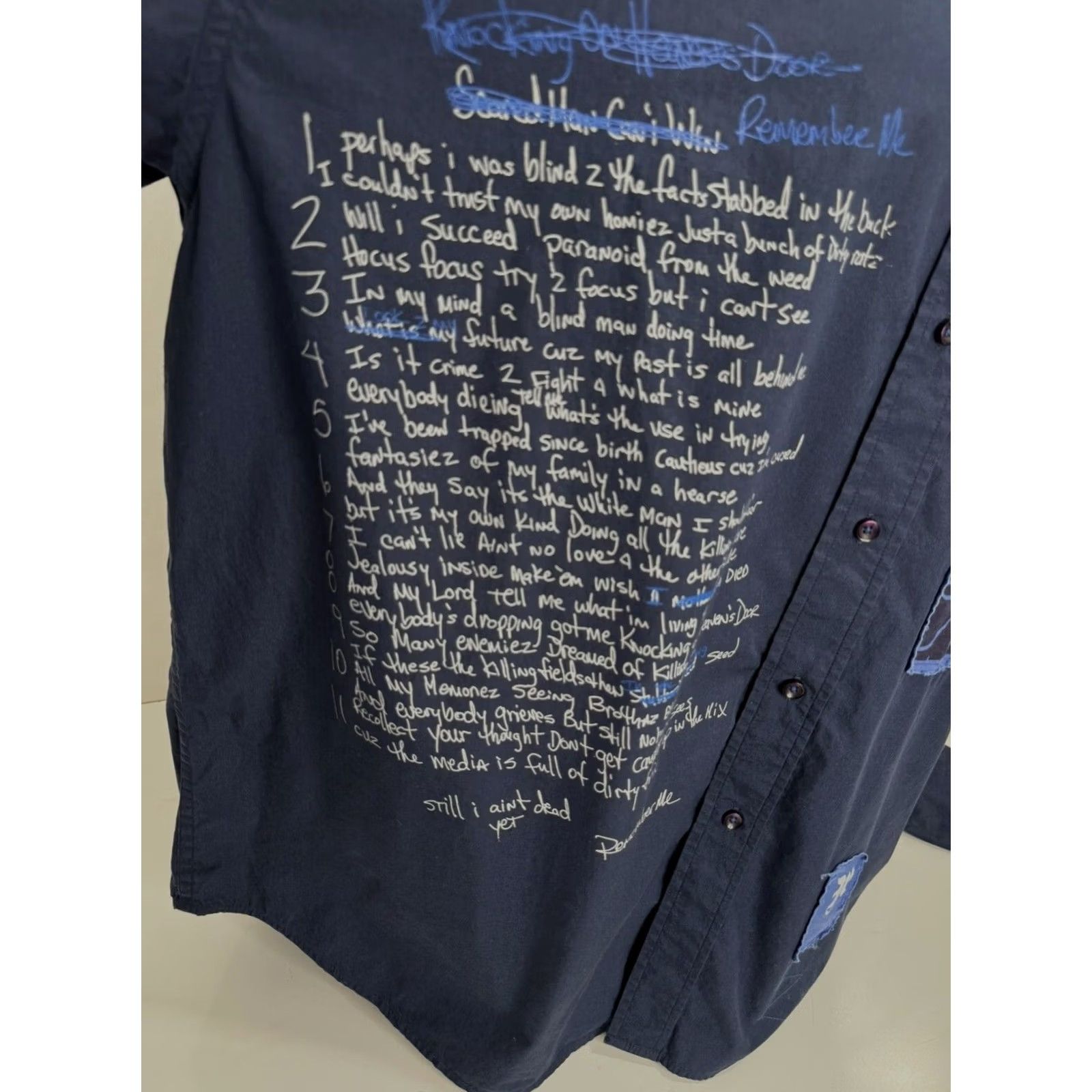 Vintage Makaveli - Tupac Shakur / Remember Me French Cuff Mens XXXL Shirt Blue Long Sleeve Button-Up 3XL Men Shirt Size US XXL / EU 58 / 5 - 3 Thumbnail