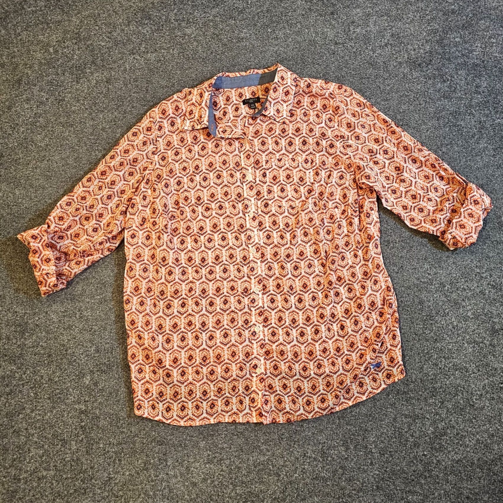 Talbots Talbots Shirt Women 14W Orange Button Long Sleeve Lightweight Casual Career Size XL / US 12-14 / IT 48-50 - 2 Thumbnail