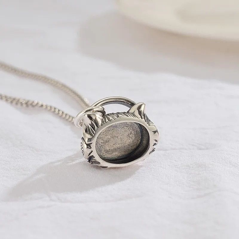 Jewelry Blue Eyes Smiling Cat Necklace Size ONE SIZE - 5 Thumbnail