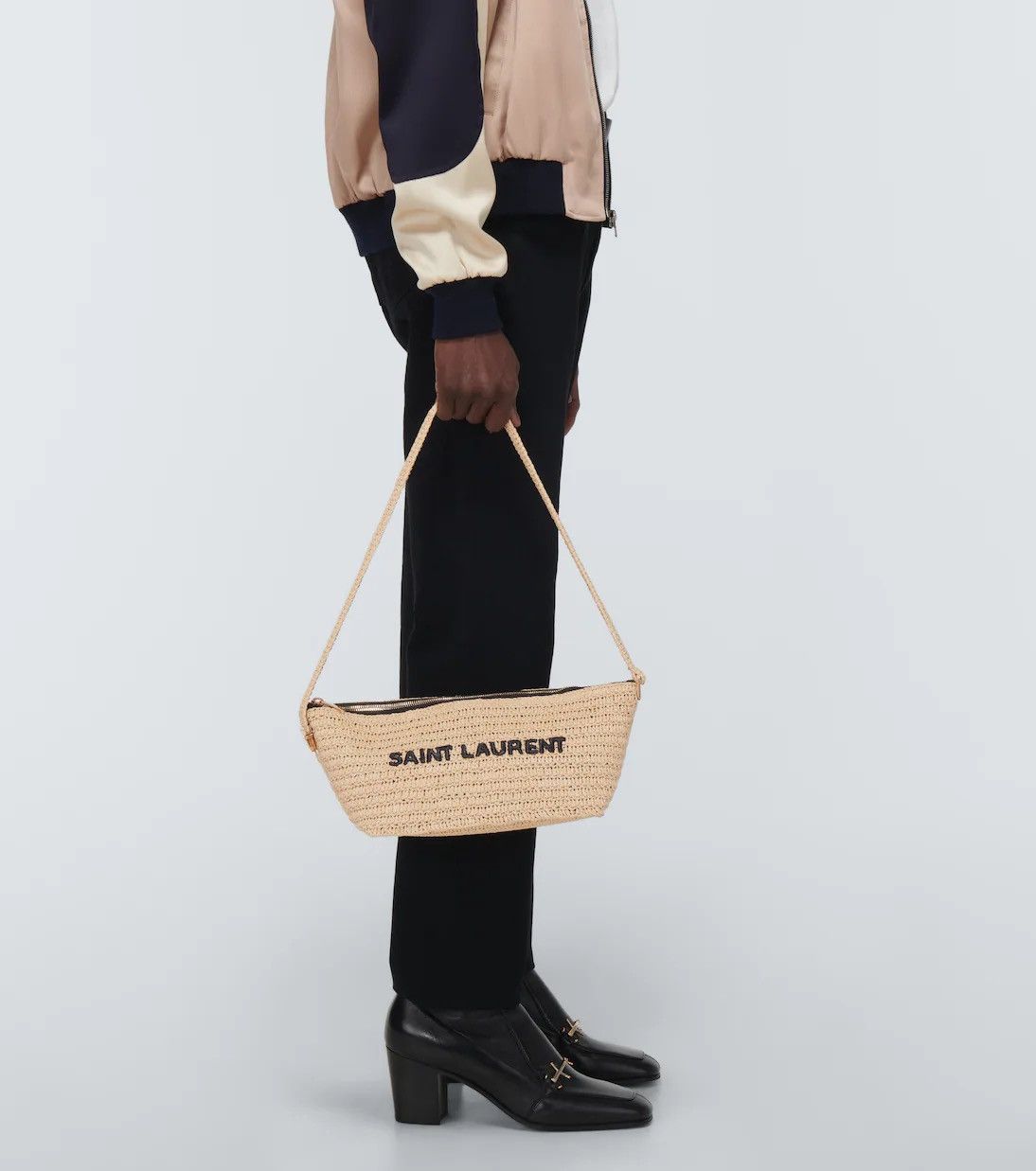 Saint Laurent Paris Saint Laurent Raffia Crossbody Shoulder Bag in Neutral Size ONE SIZE - 2 Thumbnail
