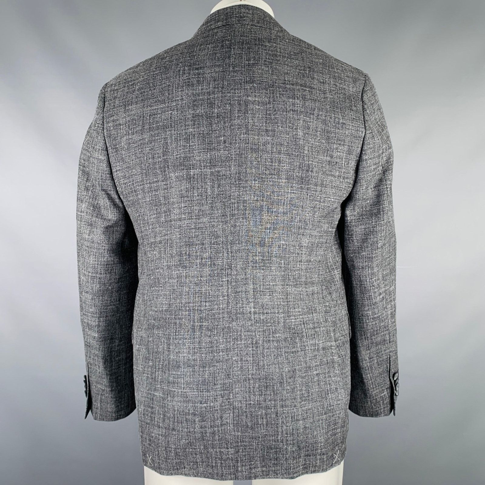 Joseph Abboud JOSEPH ABBOUD Size 40 Grey White Woven Wool Linen Sport Coat Size 40R - 4 Thumbnail