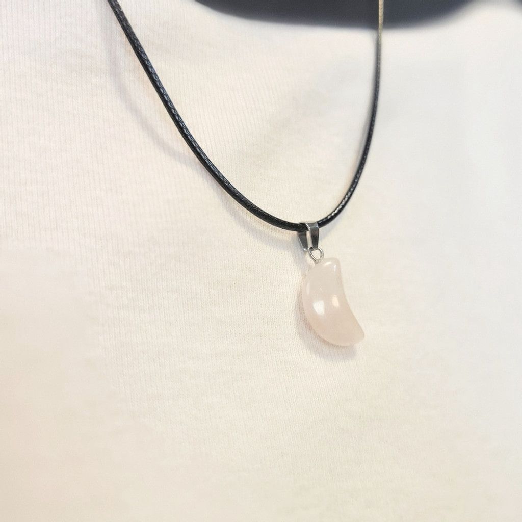 Handmade Natural Gemstone Crystal Moon Pendant Necklace Size ONE SIZE - 2 Thumbnail