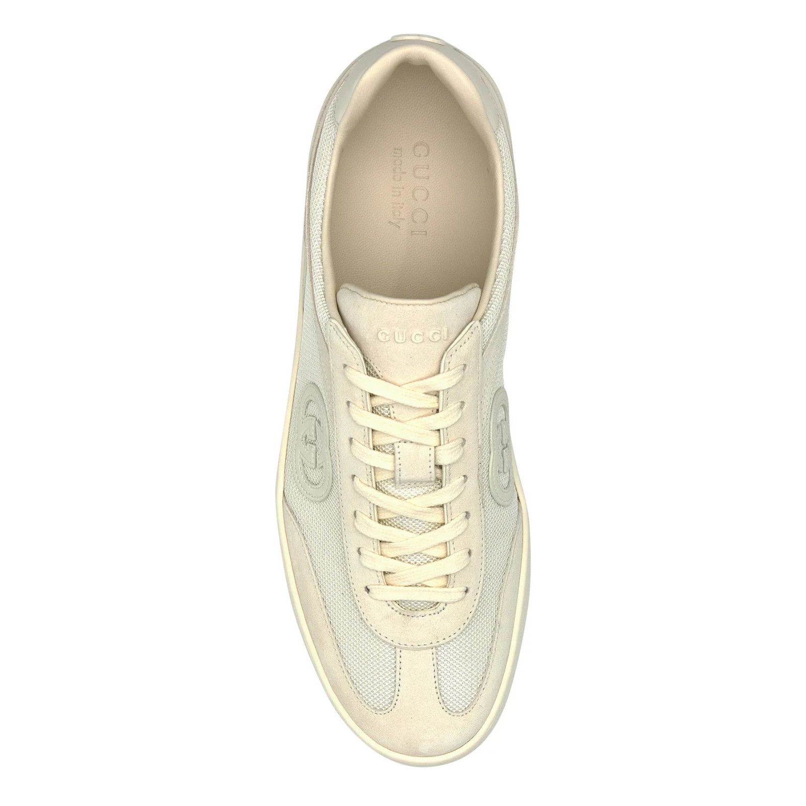 GUCCI White Suede And Fabric Sneakers New & Authentic (Men's