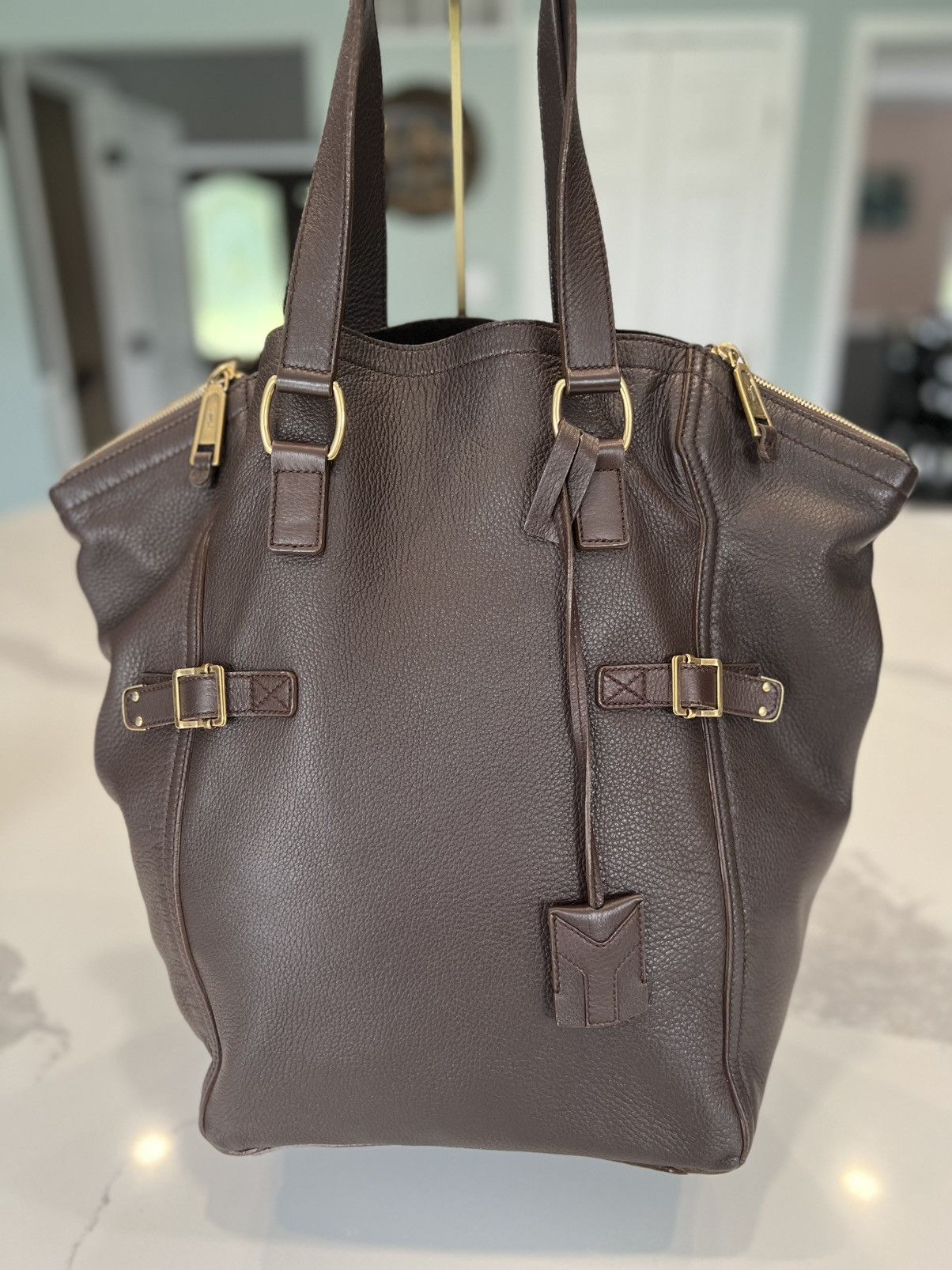 Yves Saint Laurent Yves Saint Laurent Rive Gauche Chocolate Brown Leather Tote Size ONE SIZE - 1 Thumbnail