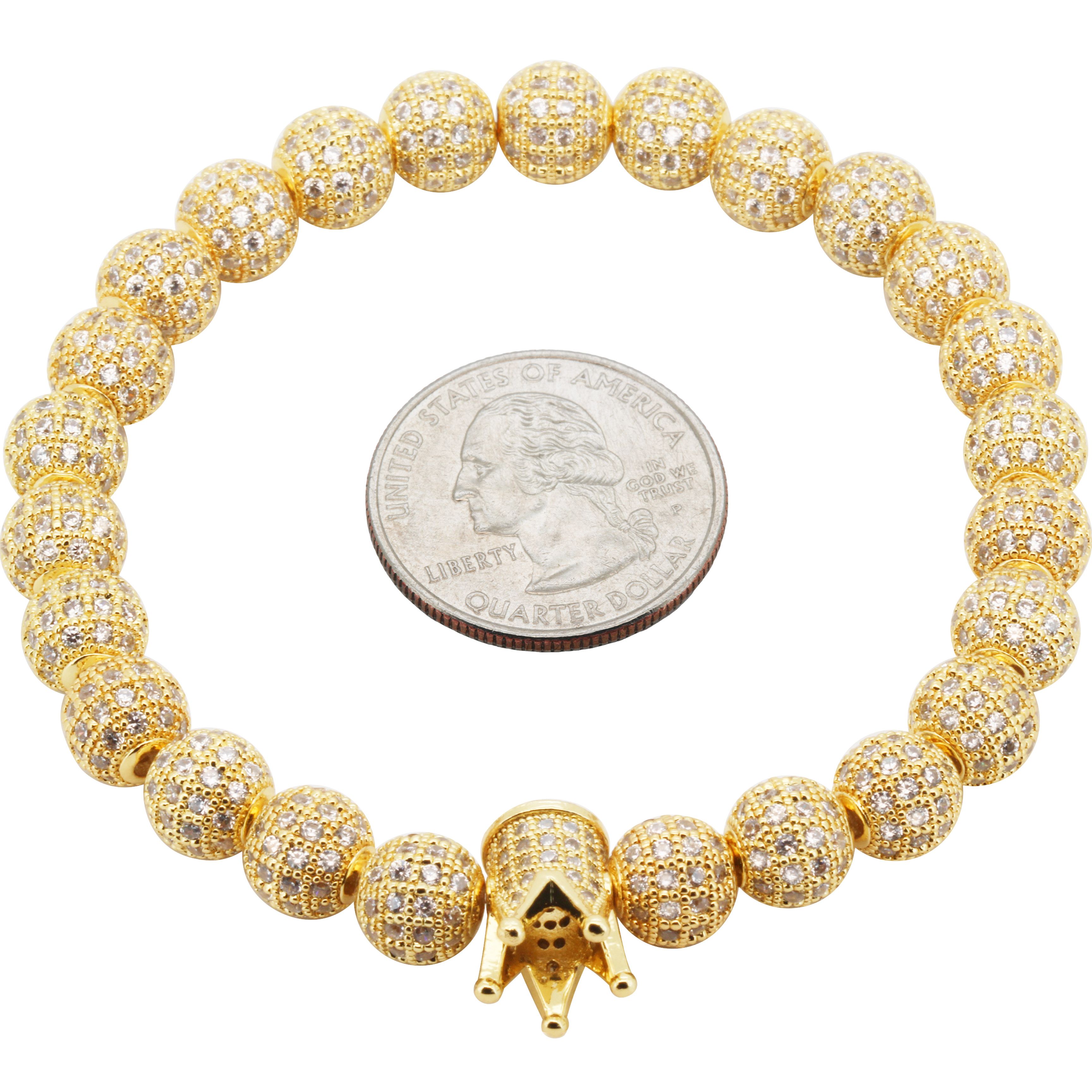 Other 14k GP AAA CZ 8mm Disco Ball Crown Stretch Bracelet 8" Size ONE SIZE - 1 Preview