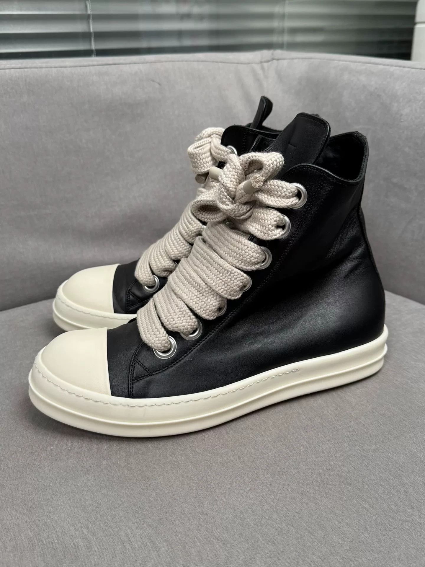 Rick Owens rick owens high-top sneakers black and white Size US 10 / EU 43 - 1 Thumbnail