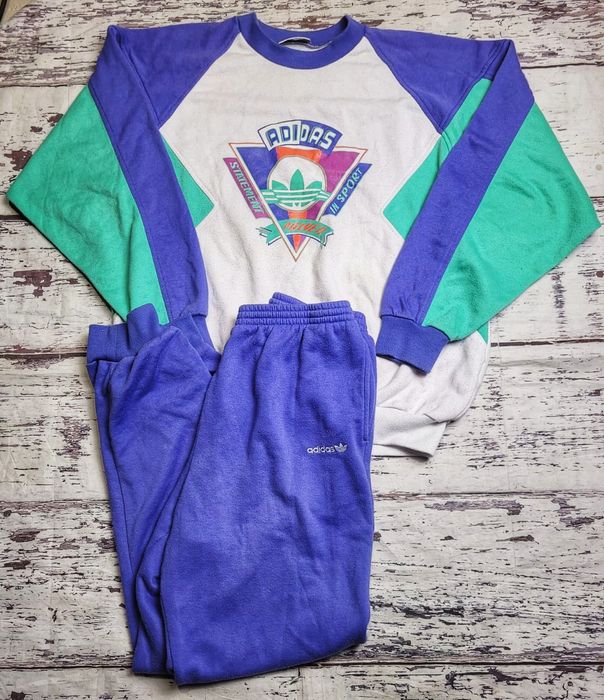 Adidas Green and purple Adidas statement in sport 80's set | Grailed