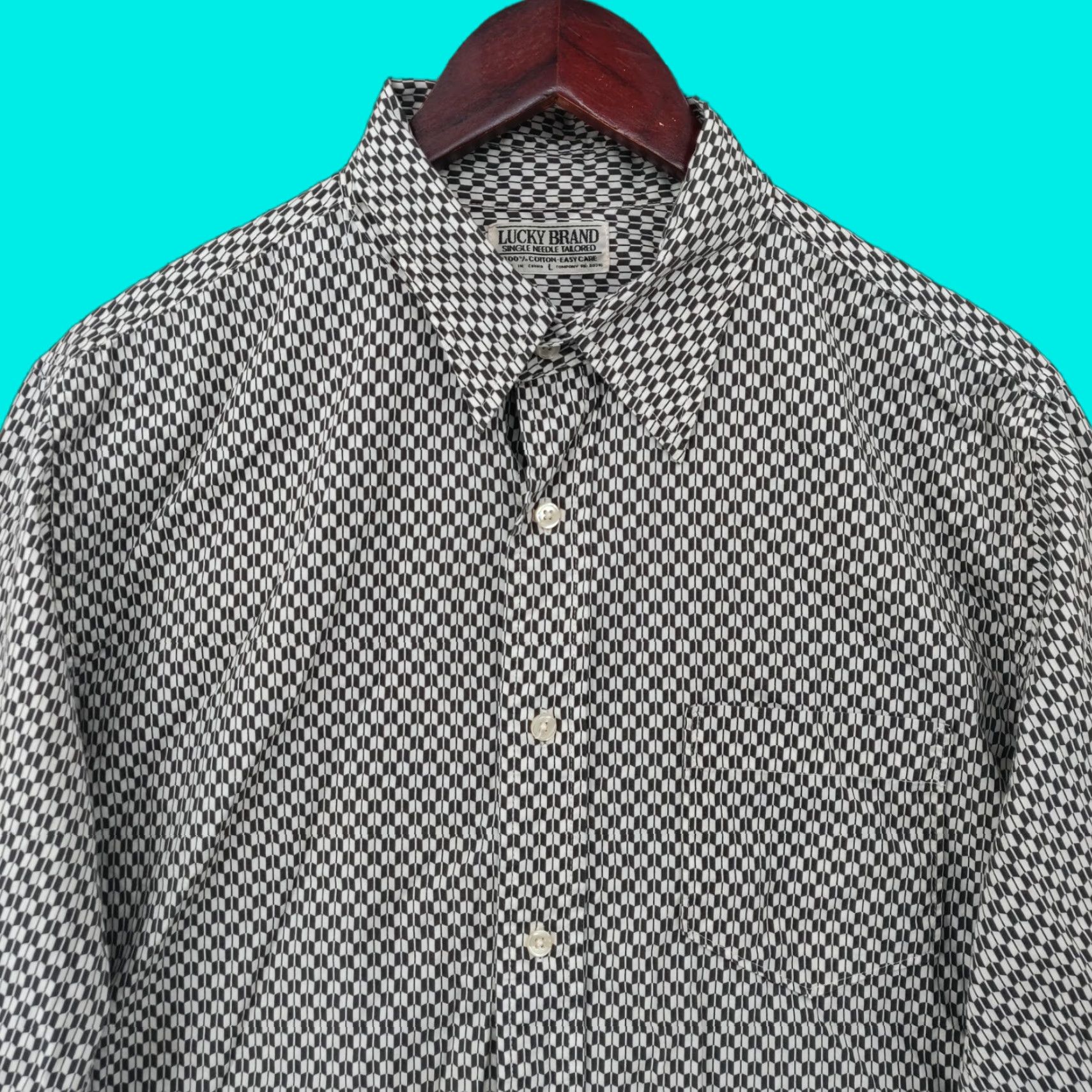 Lucky Brand VINTAGE Lucky Brand Shirt Men Large Check Single Needle Tailored Long Sleeve Button Size US L / EU 52-54 / 3 - 1 Thumbnail