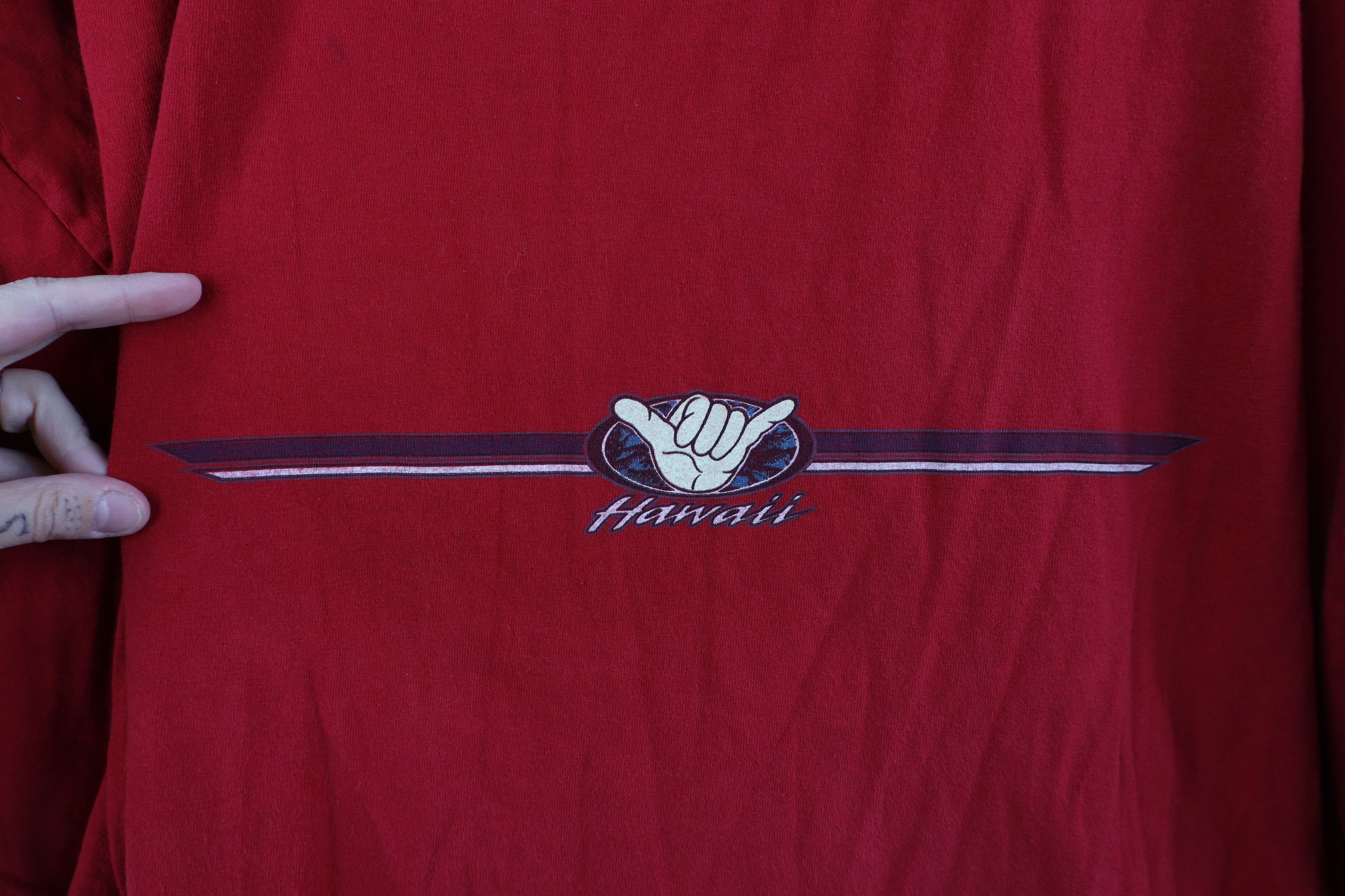 Vintage Vintage 90s Streetwear Hawaii Hang Loose Surfing T-Shirt Red Size US XXL / EU 58 / 5 - 5 Thumbnail